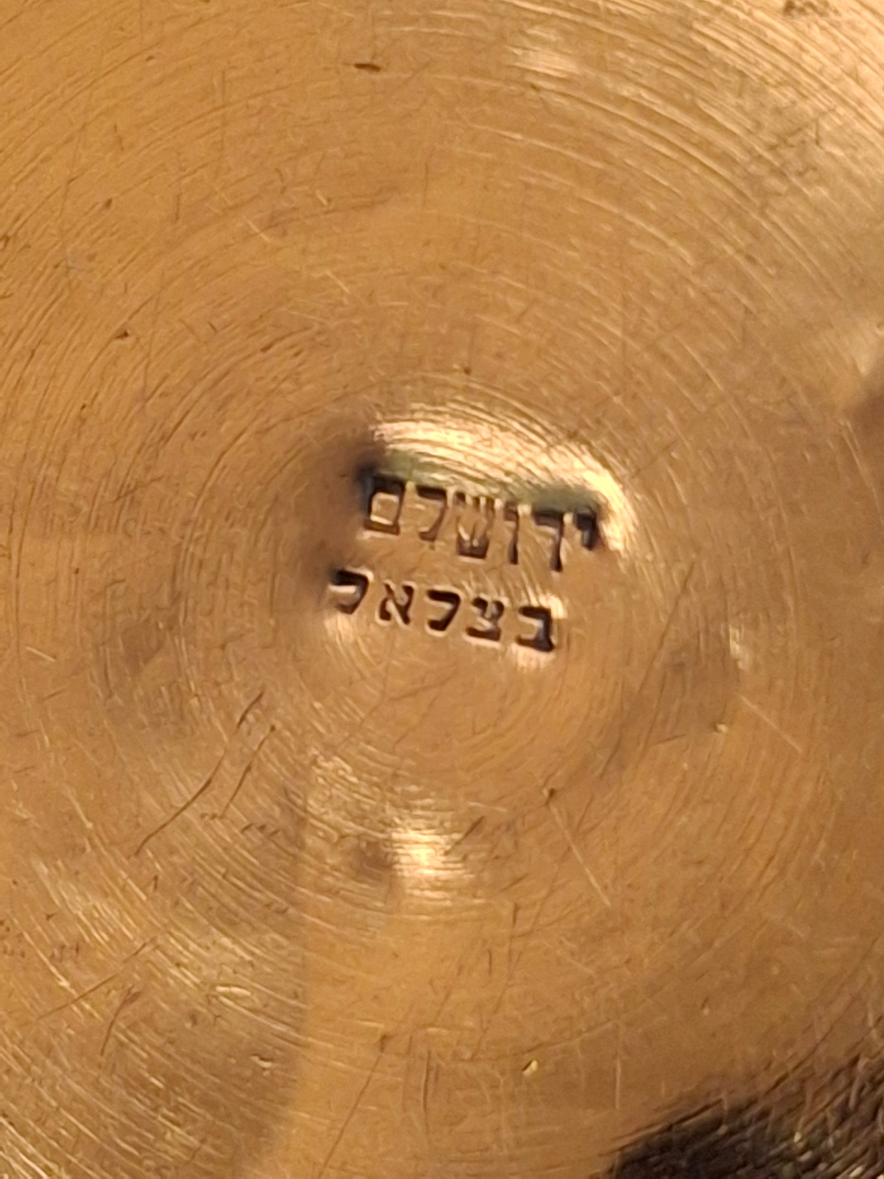Antique Bezalel Jerusalem Sterling Silver Kiddush Cup Saucer Plate Judaica 925