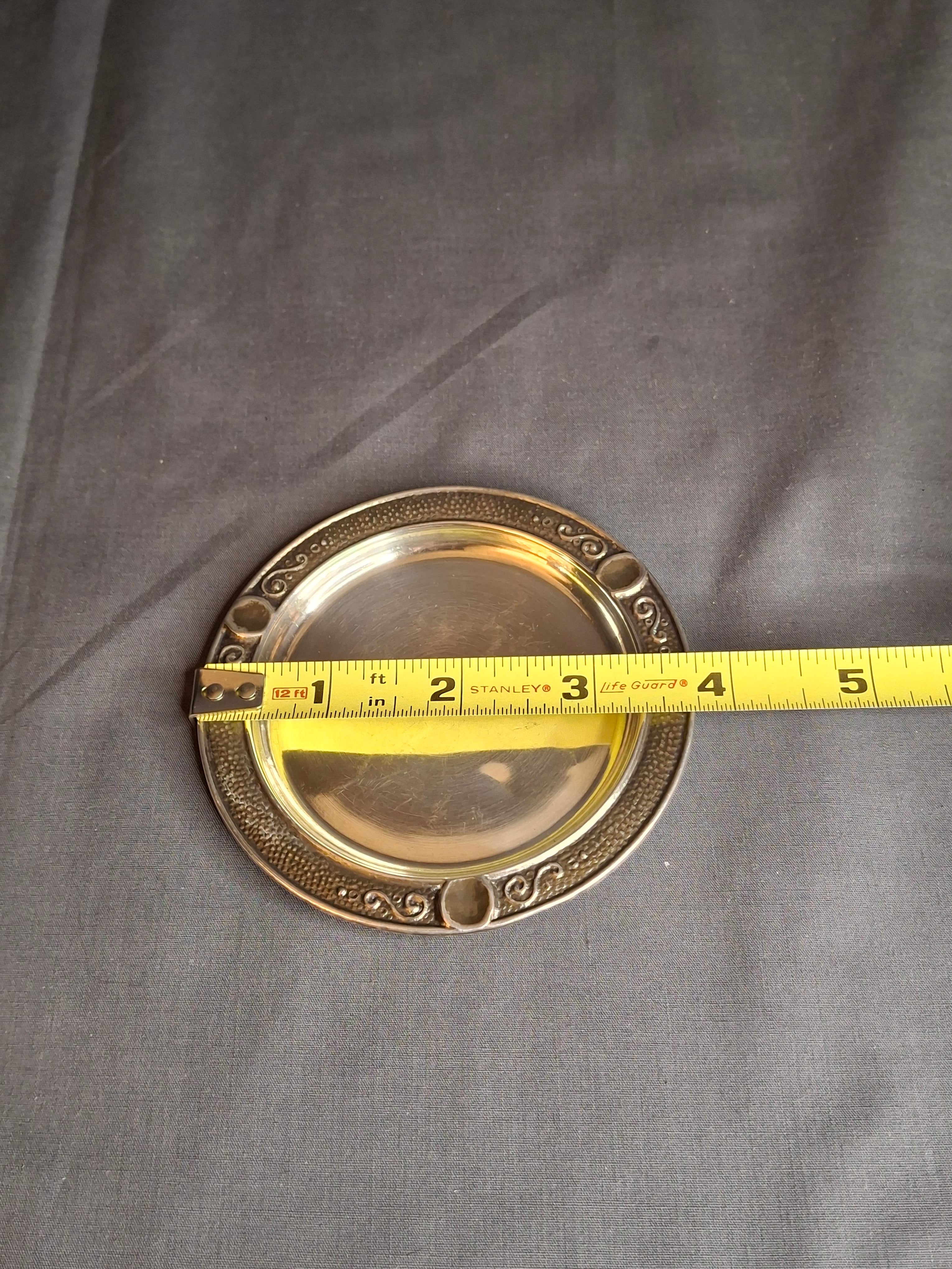 Antique Bezalel Jerusalem Sterling Silver Kiddush Cup Saucer Plate Judaica 925
