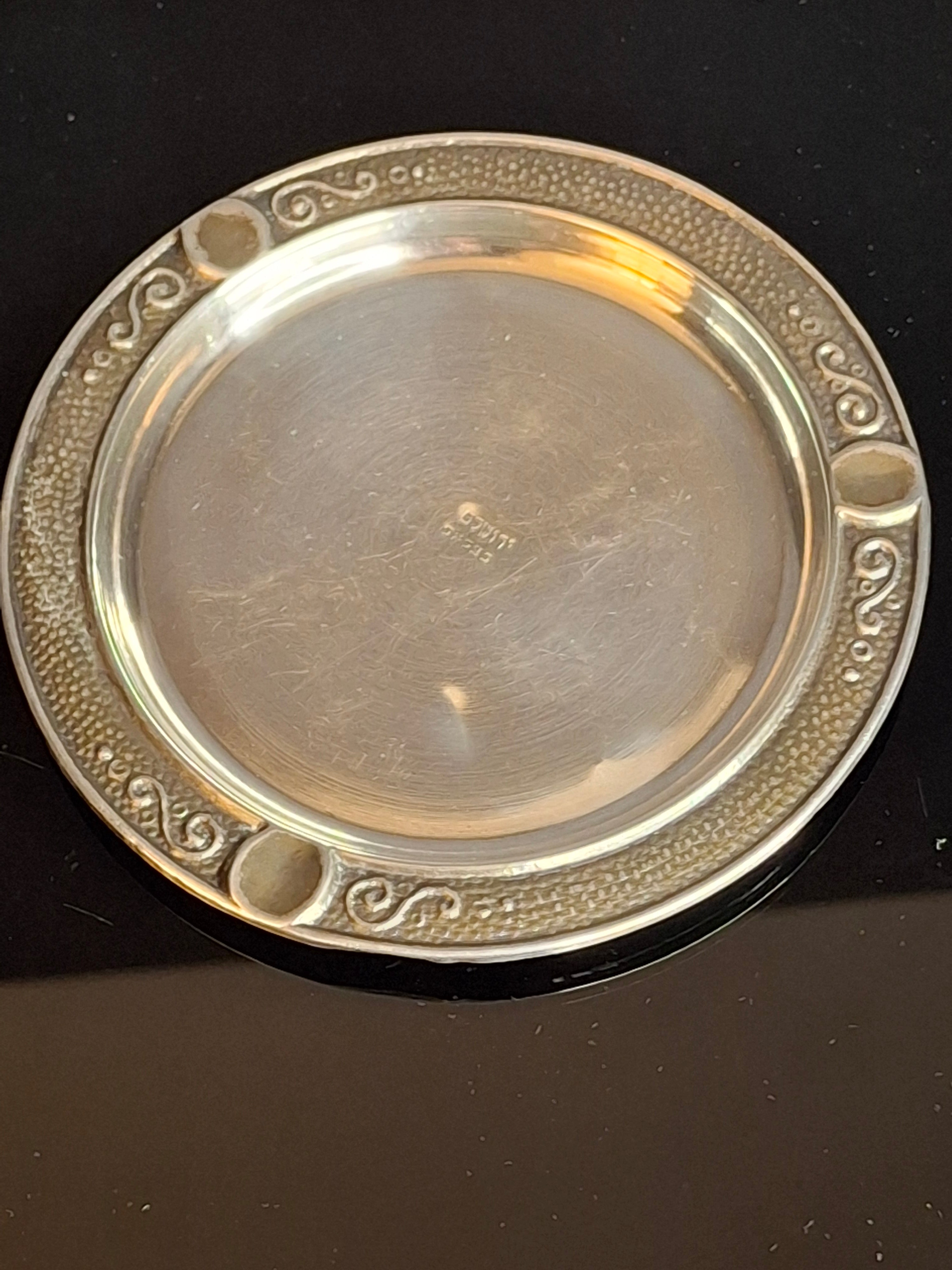Antique Bezalel Jerusalem Sterling Silver Kiddush Cup Saucer Plate Judaica 925