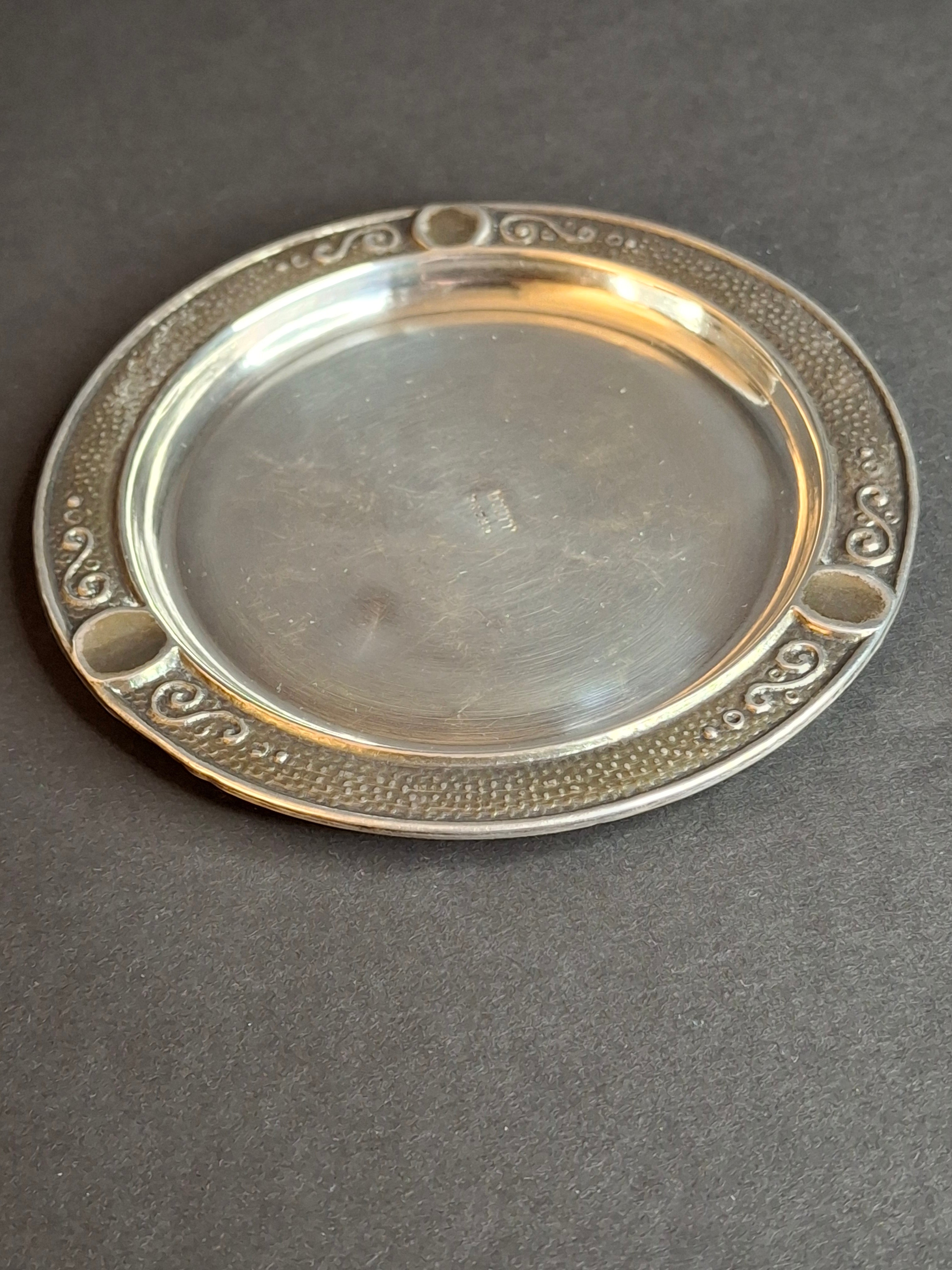 Antique Bezalel Jerusalem Sterling Silver Kiddush Cup Saucer Plate Judaica 925