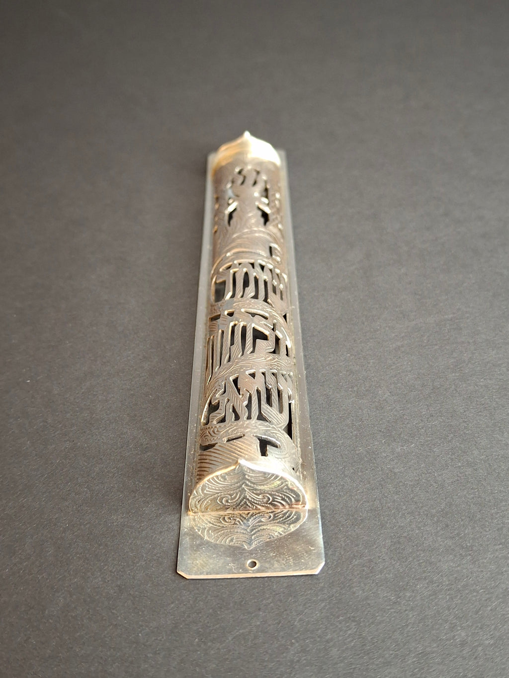 Vintage Netafim Israel Sterling Silver Mezuzah Case Openwork Scrollwork Large 6"