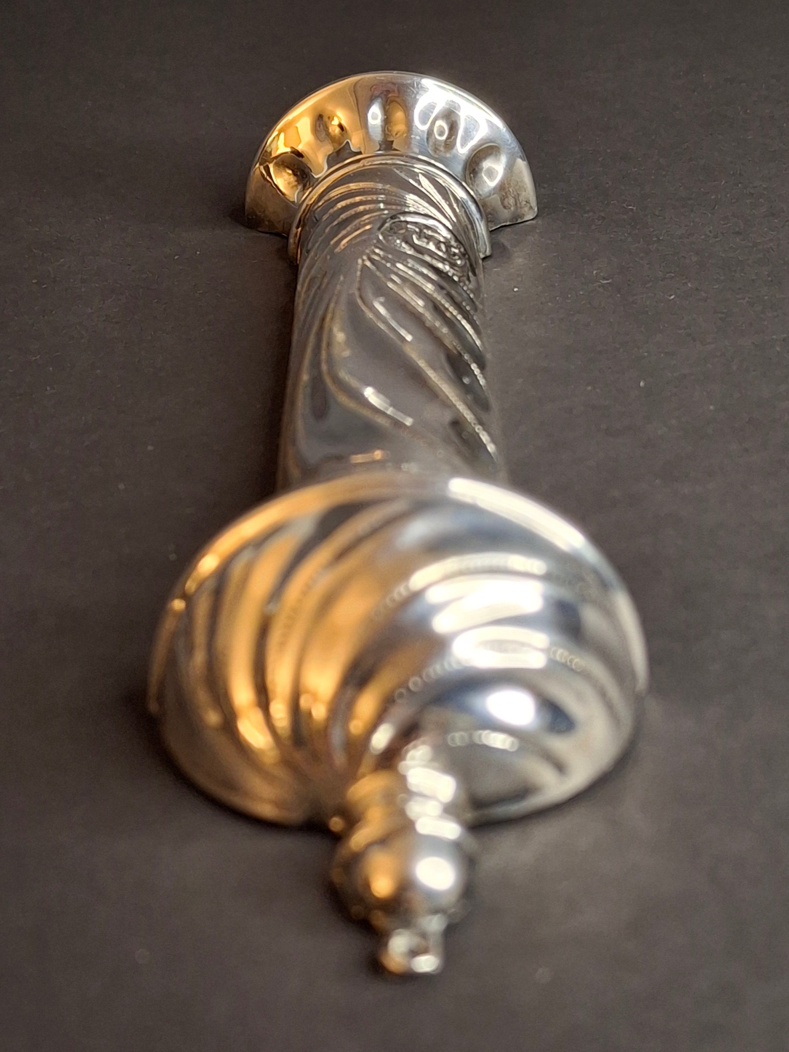 Vintage HAZORFIM Israel 925 Sterling Silver MEZUZAH Case, Spiral Swirl Repousse