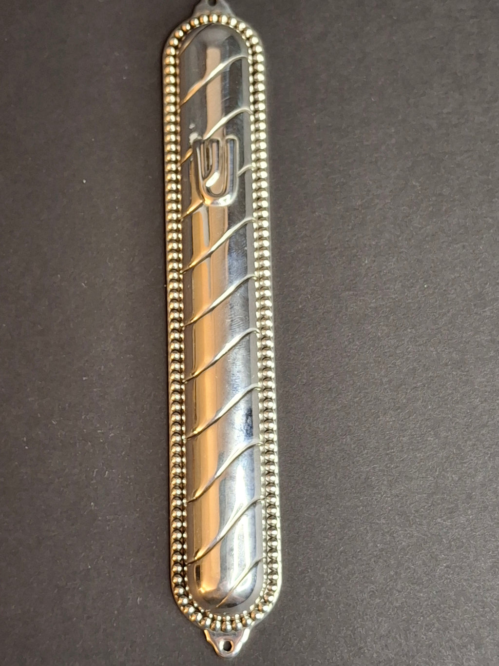 Vintage Masorett Israel Sterling Silver 925 Mezuzah Case Diagonal Ribbed Beaded