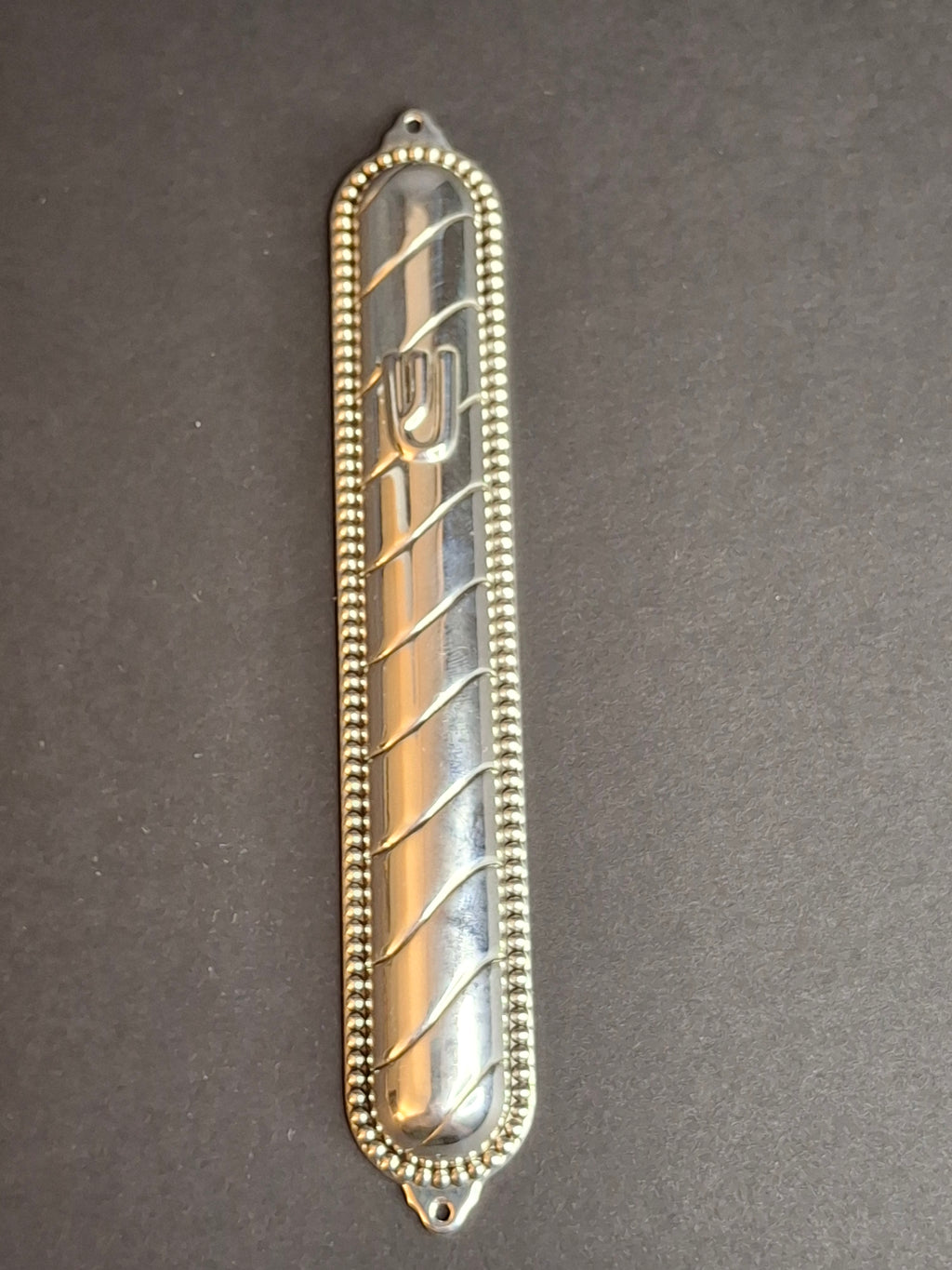 Vintage Masorett Israel Sterling Silver 925 Mezuzah Case Diagonal Ribbed Beaded