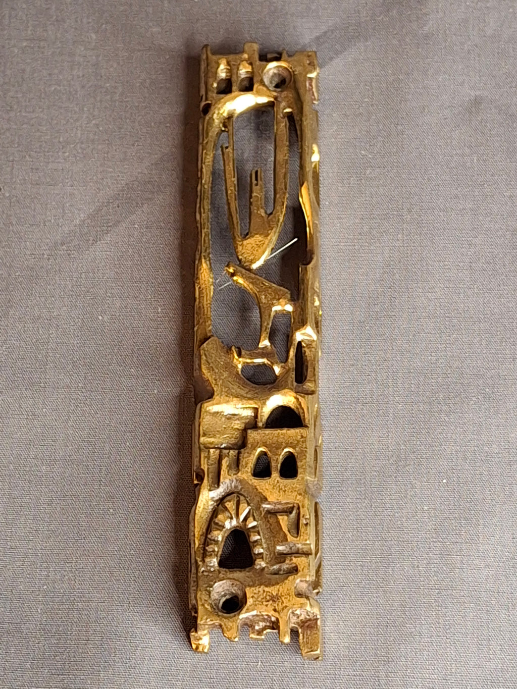 Signed Yavad Israel Bronze Mezuzah Case - Brutalist Mid-Century Modernist Art
