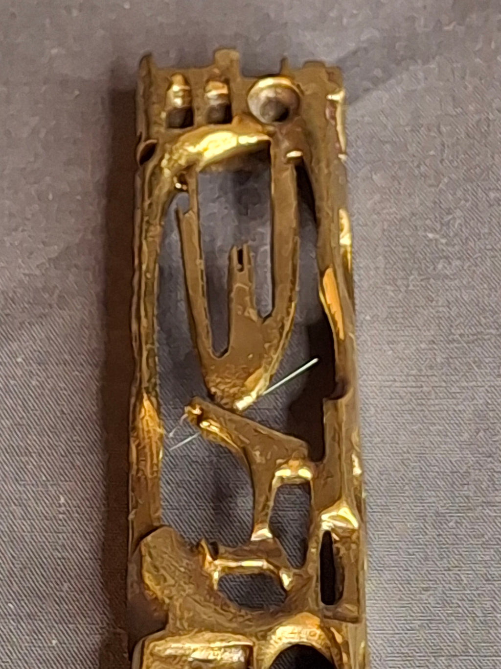 Signed Yavad Israel Bronze Mezuzah Case - Brutalist Mid-Century Modernist Art