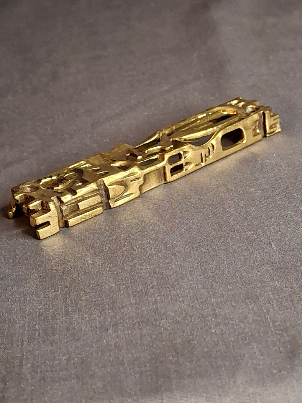 Signed Yavad Israel Bronze Mezuzah Case - Brutalist Mid-Century Modernist Art
