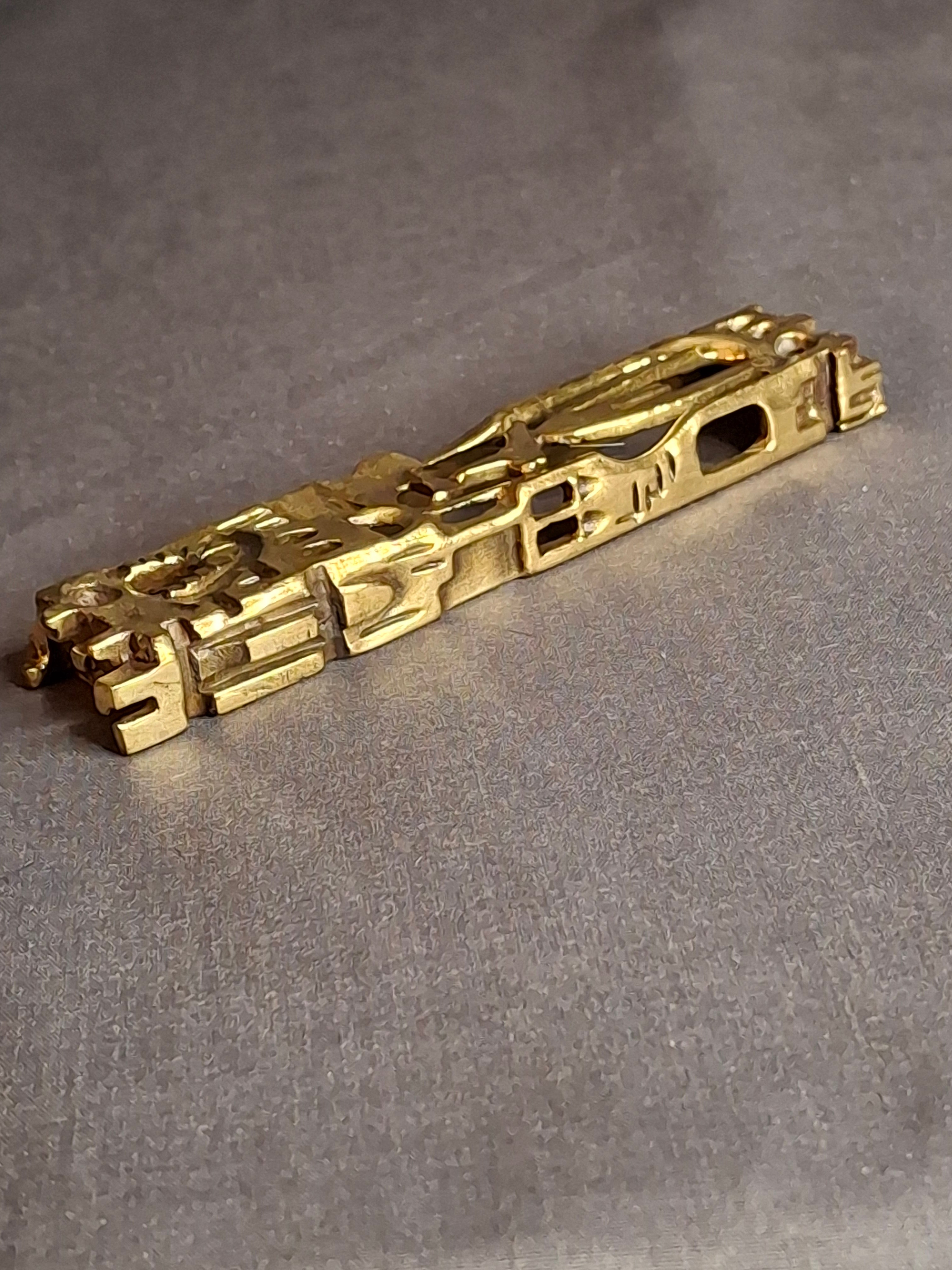 Signed Yavad Israel Bronze Mezuzah Case - Brutalist Mid-Century Modernist Art