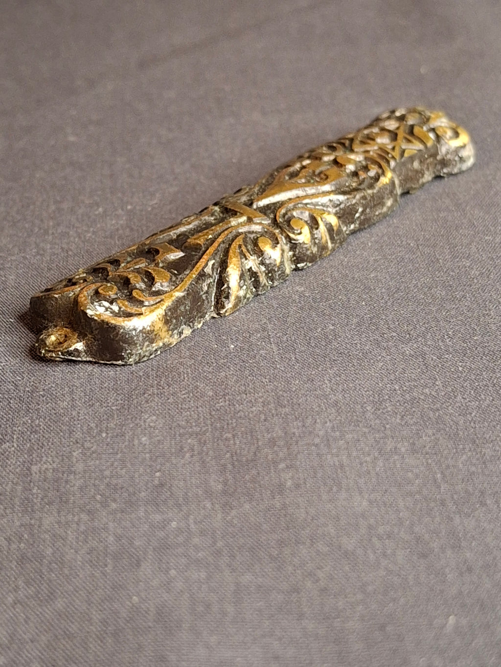 Vintage Ornate Brass Mezuzah Case - Shin Dalet Yud & Star of David - 3.25"