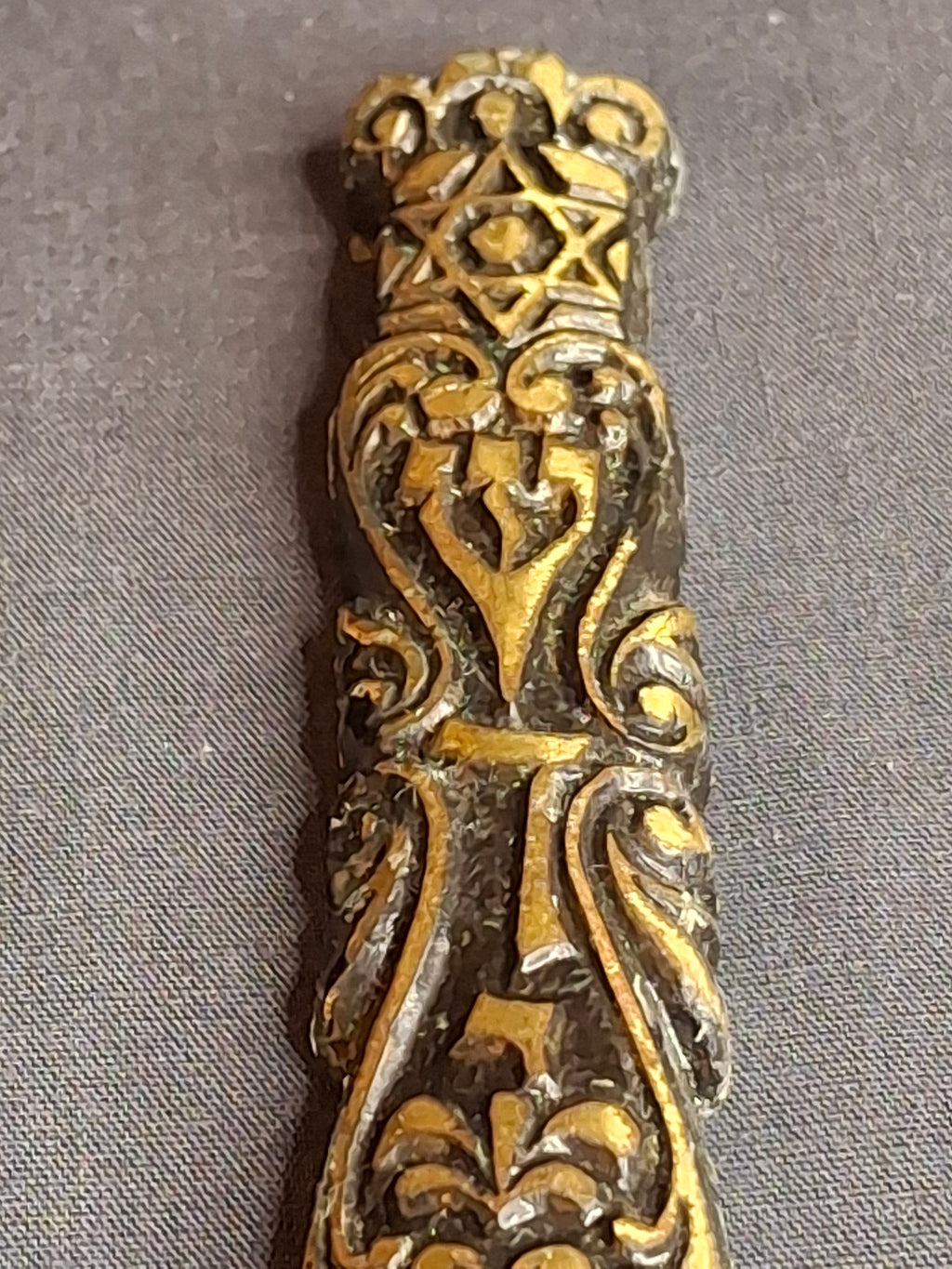 Vintage Ornate Brass Mezuzah Case - Shin Dalet Yud & Star of David - 3.25"