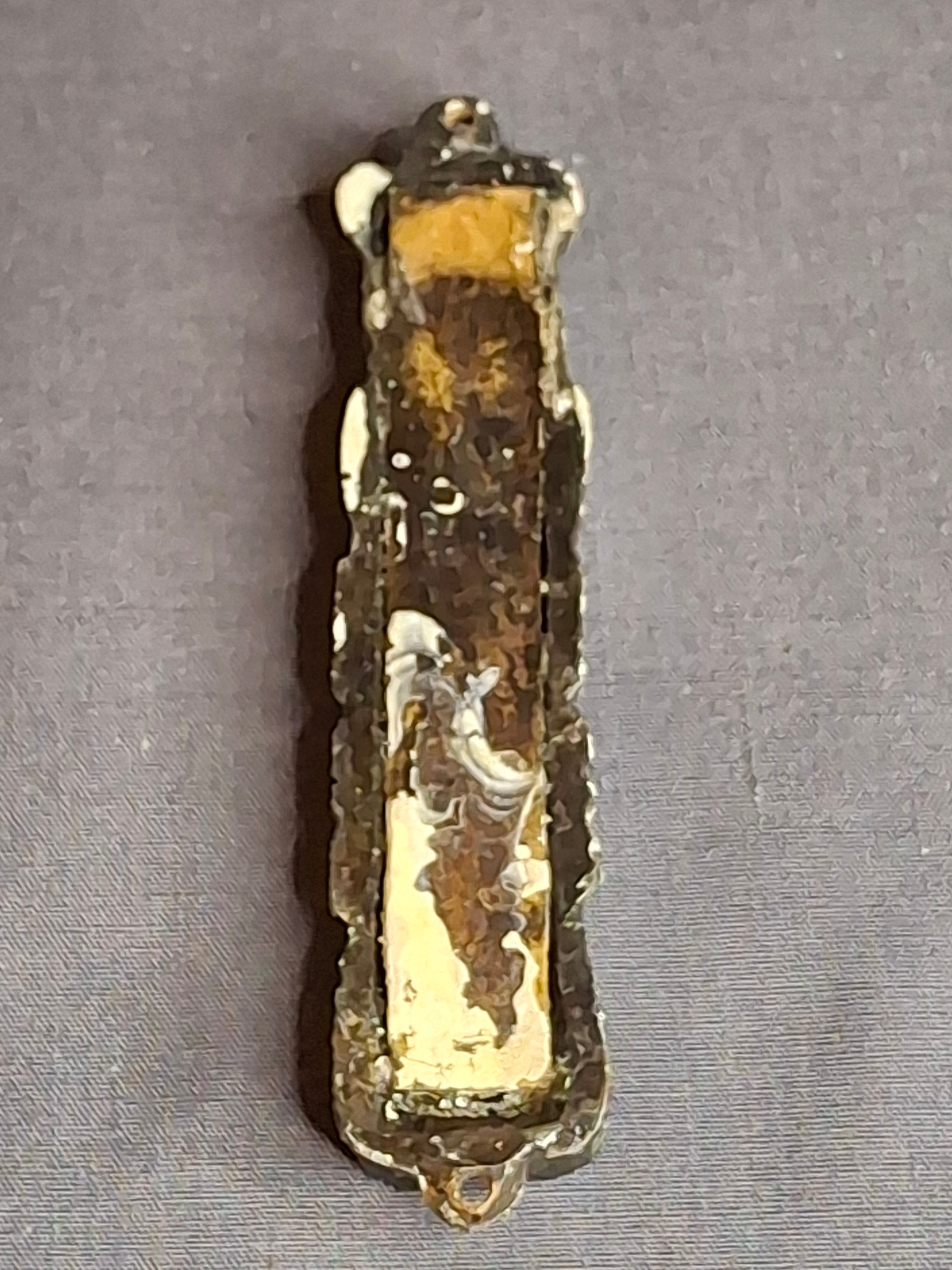 Vintage Ornate Brass Mezuzah Case - Shin Dalet Yud & Star of David - 3.25"