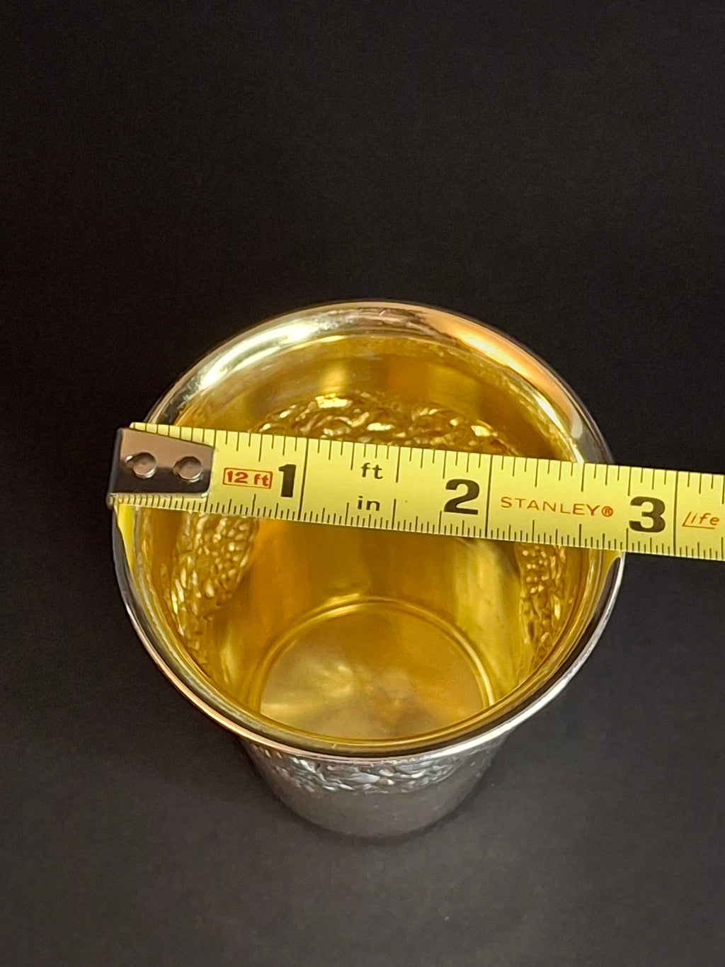 Vintage Hazorfim Sterling Silver Kiddush Cup Grape Motif Gold Wash Interior 47g