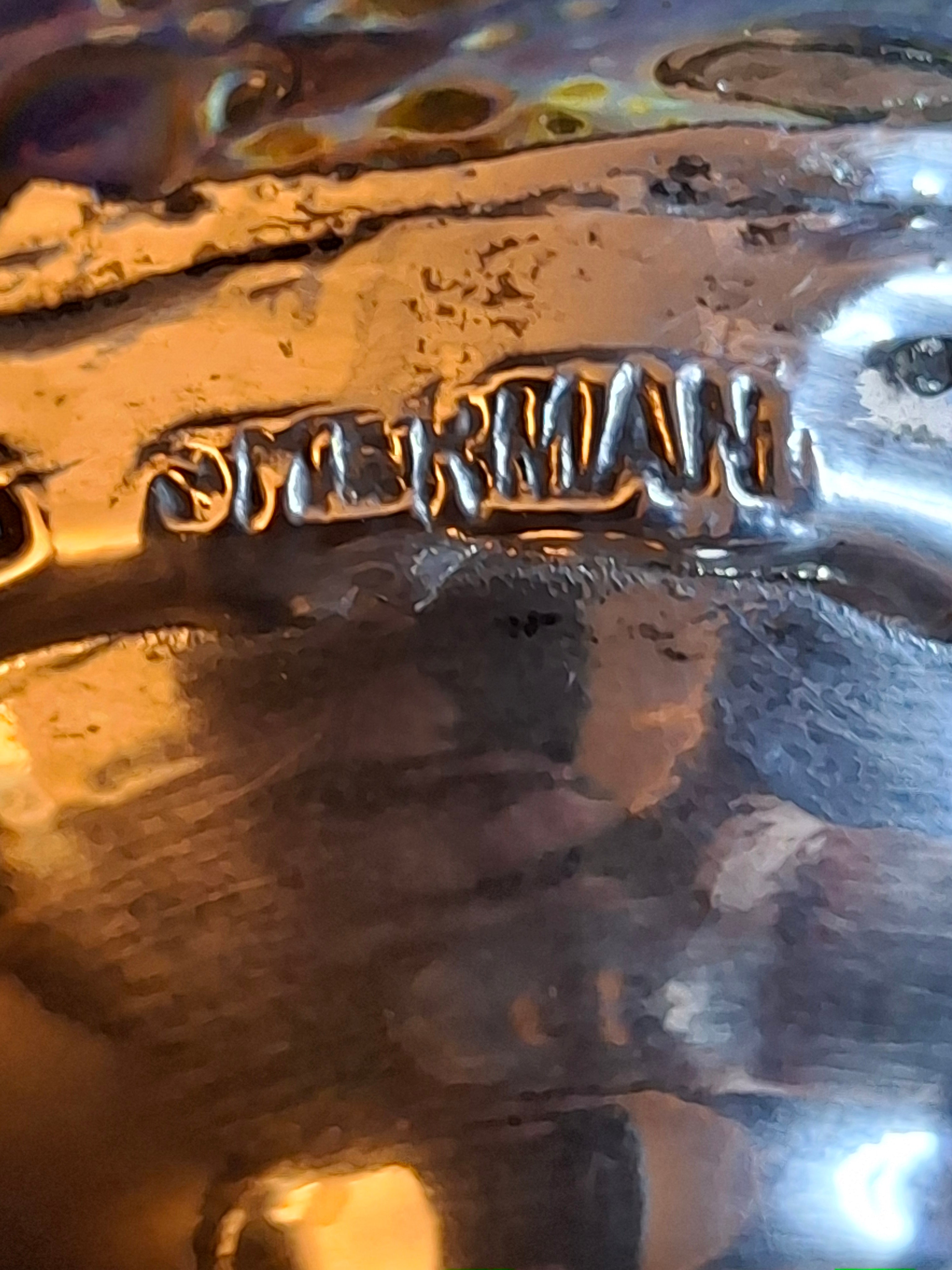 Handcrafted Sterling Silver & Iridescent Art Glass Kiddush Cup - "Borei P'ri Hagafen" Blessing - Judaica Gift