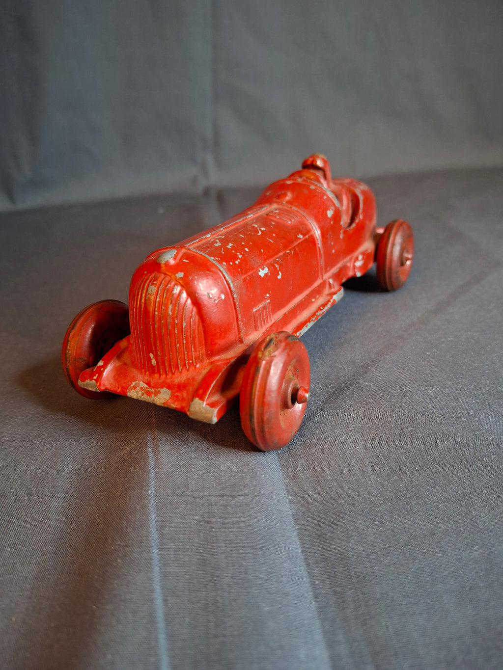 Vintage Hubley No 5 Race Car 157 Kiddie Toy Red Diecast Cast Iron Racer 7"