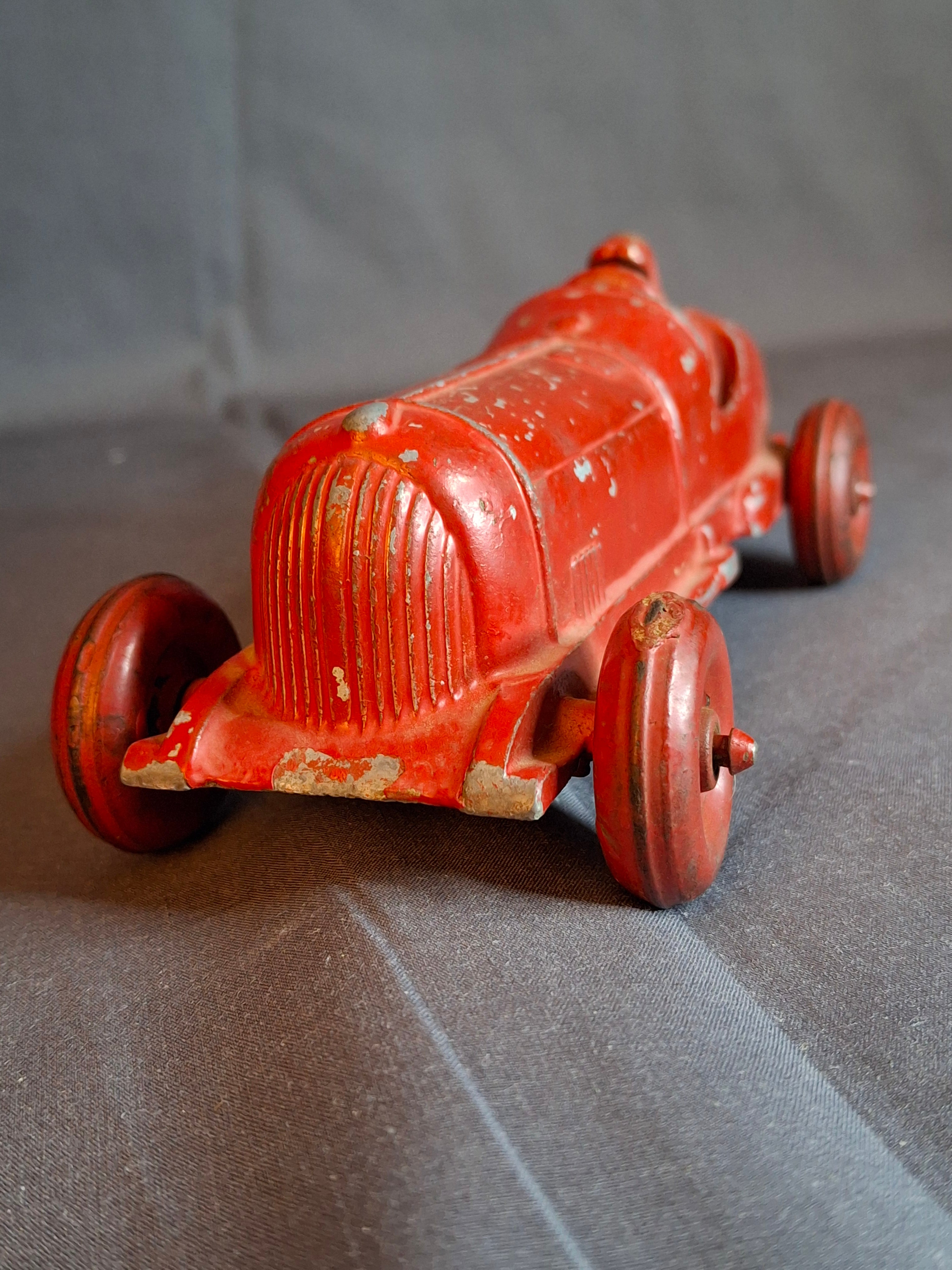 Vintage Hubley No 5 Race Car 157 Kiddie Toy Red Diecast Cast Iron Racer 7"