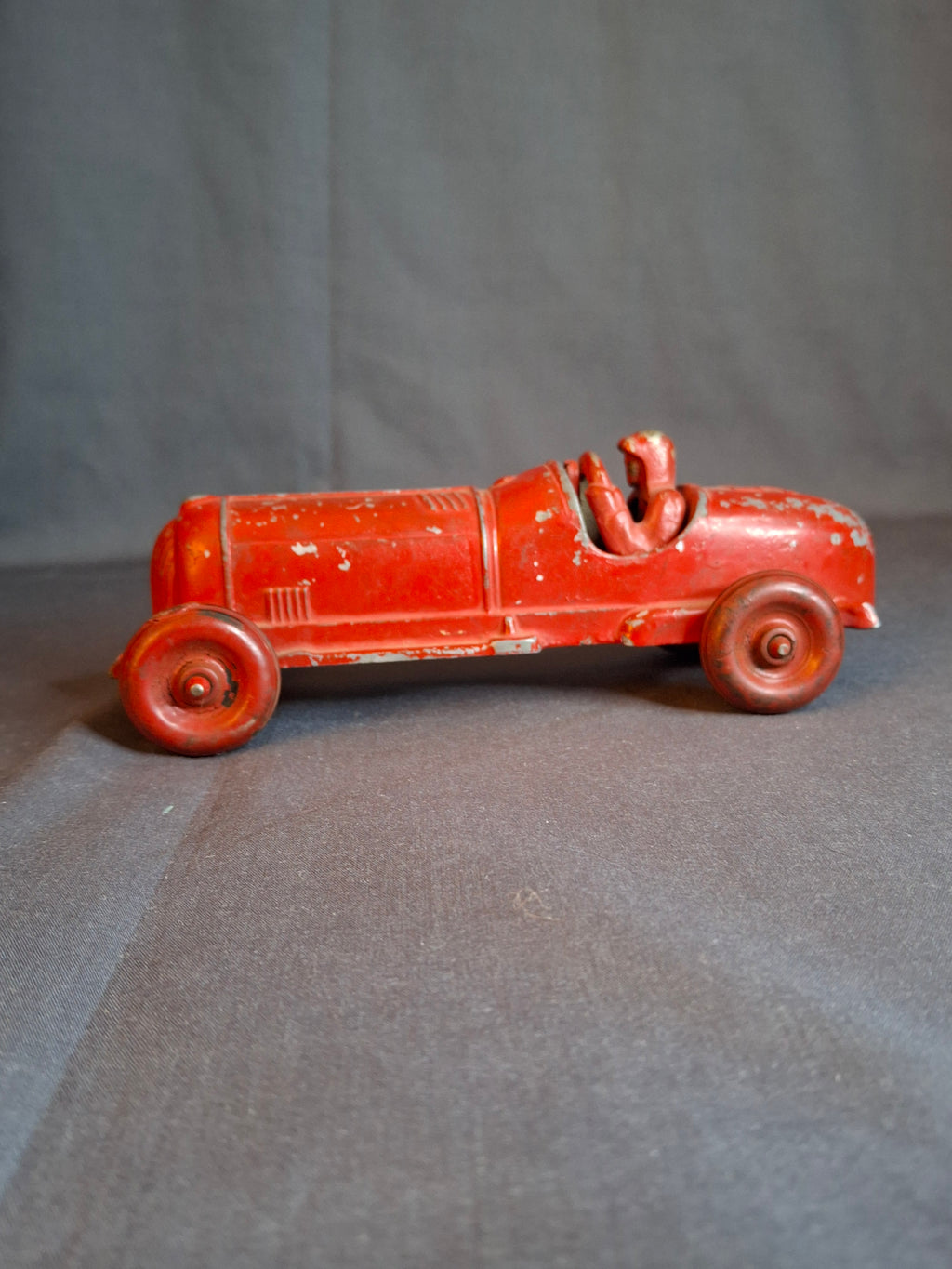 Vintage Hubley No 5 Race Car 157 Kiddie Toy Red Diecast Cast Iron Racer 7"