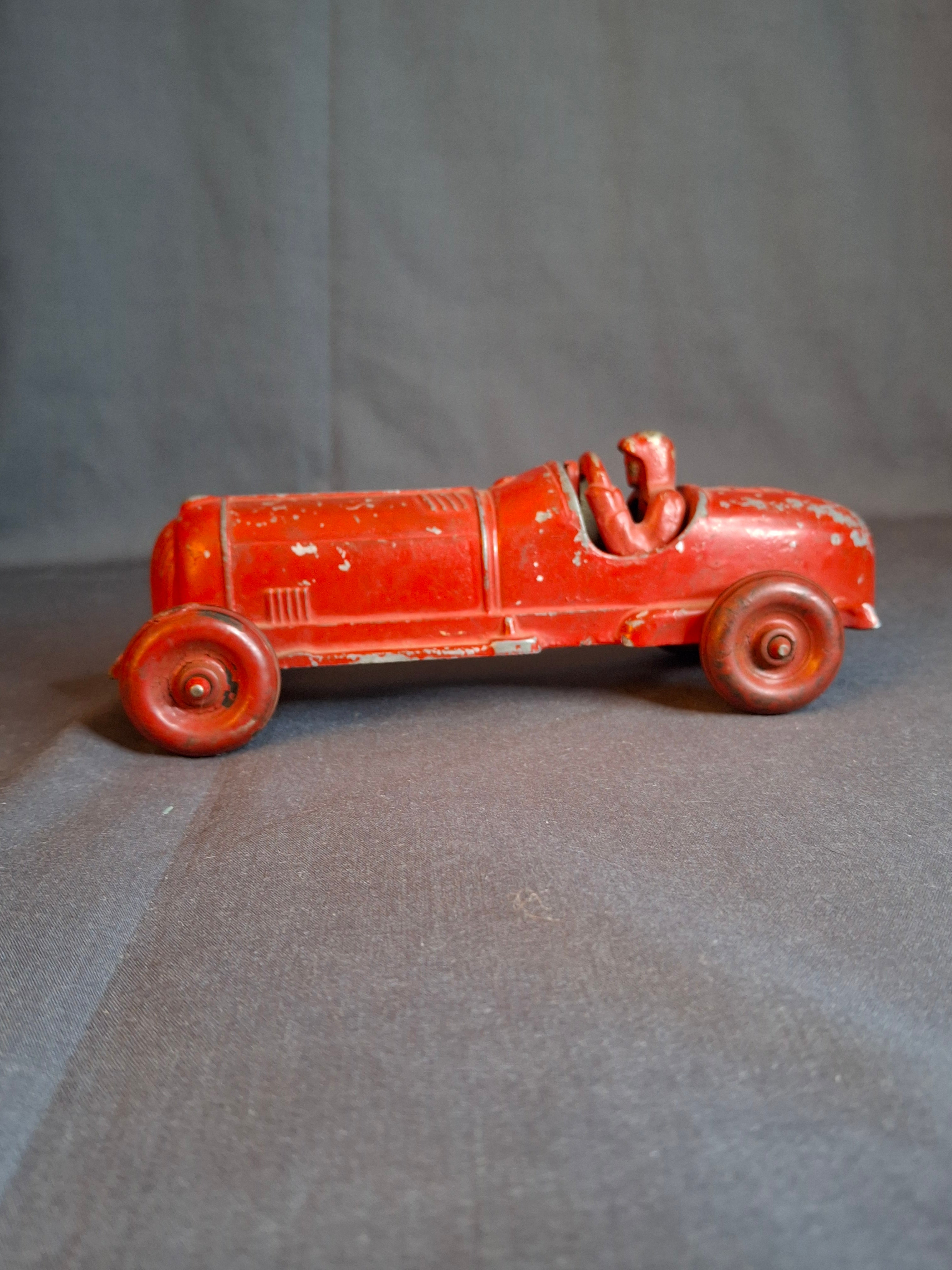 Vintage Hubley No 5 Race Car 157 Kiddie Toy Red Diecast Cast Iron Racer 7"