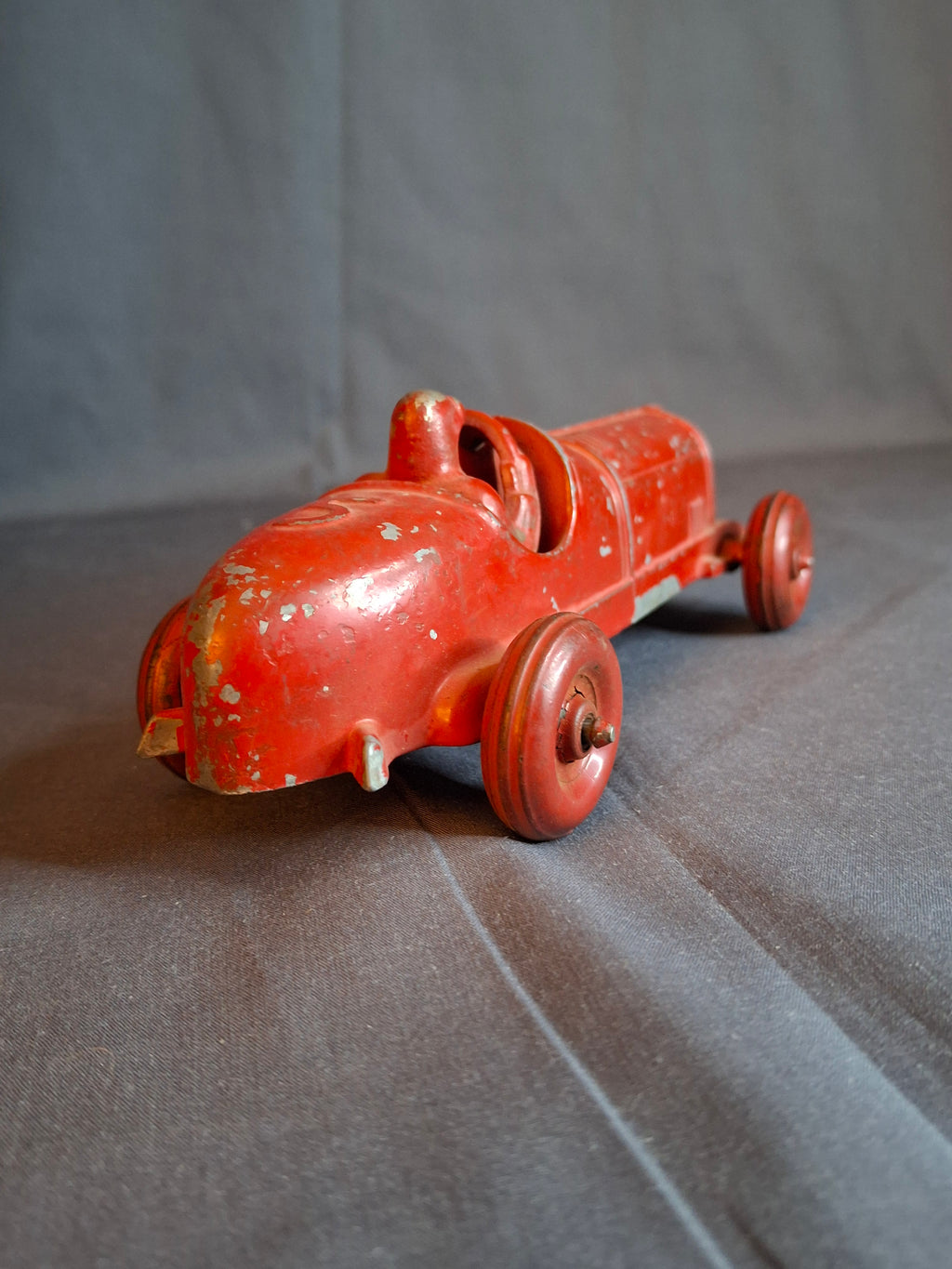 Vintage Hubley No 5 Race Car 157 Kiddie Toy Red Diecast Cast Iron Racer 7"