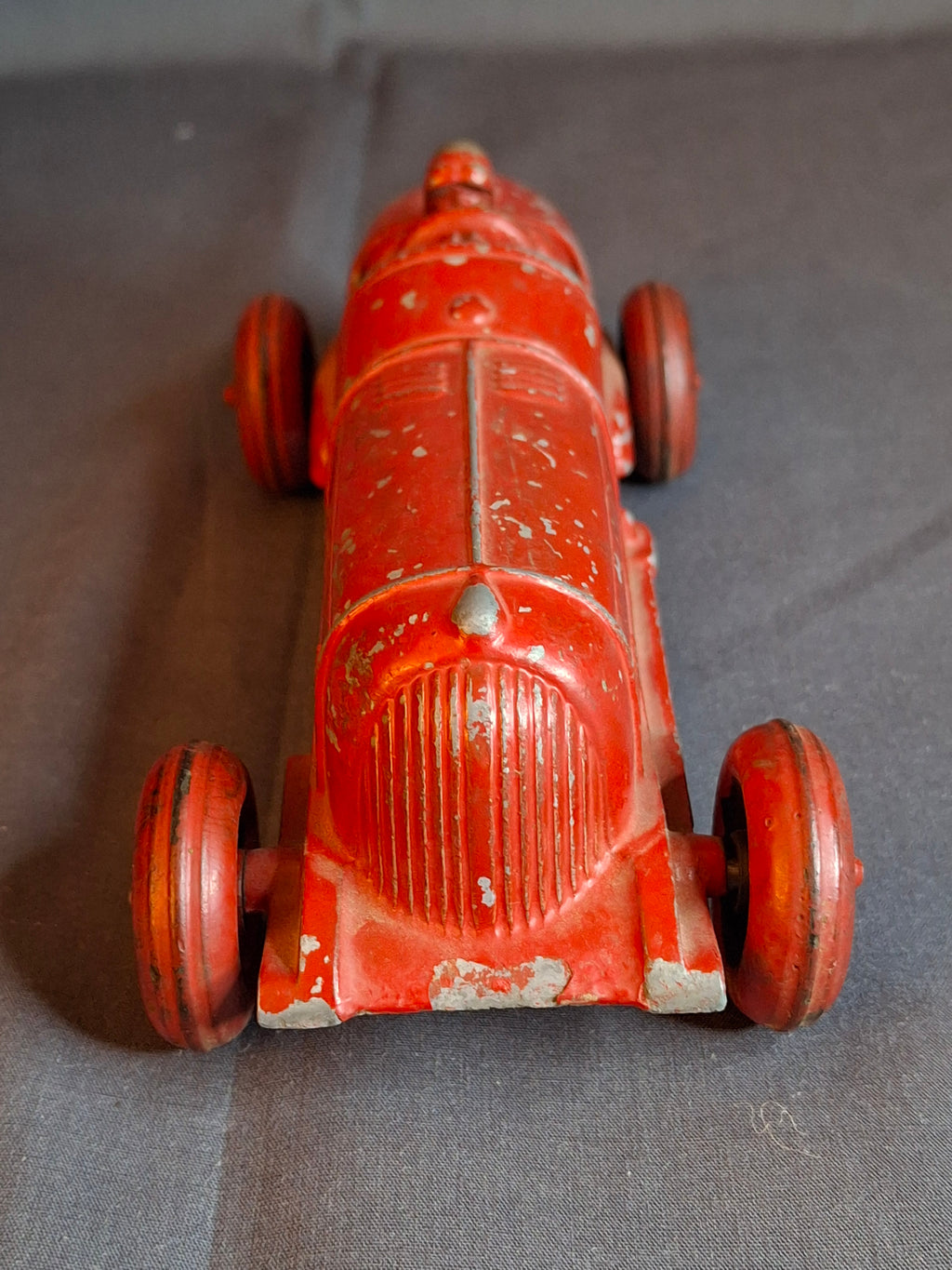 Vintage Hubley No 5 Race Car 157 Kiddie Toy Red Diecast Cast Iron Racer 7"