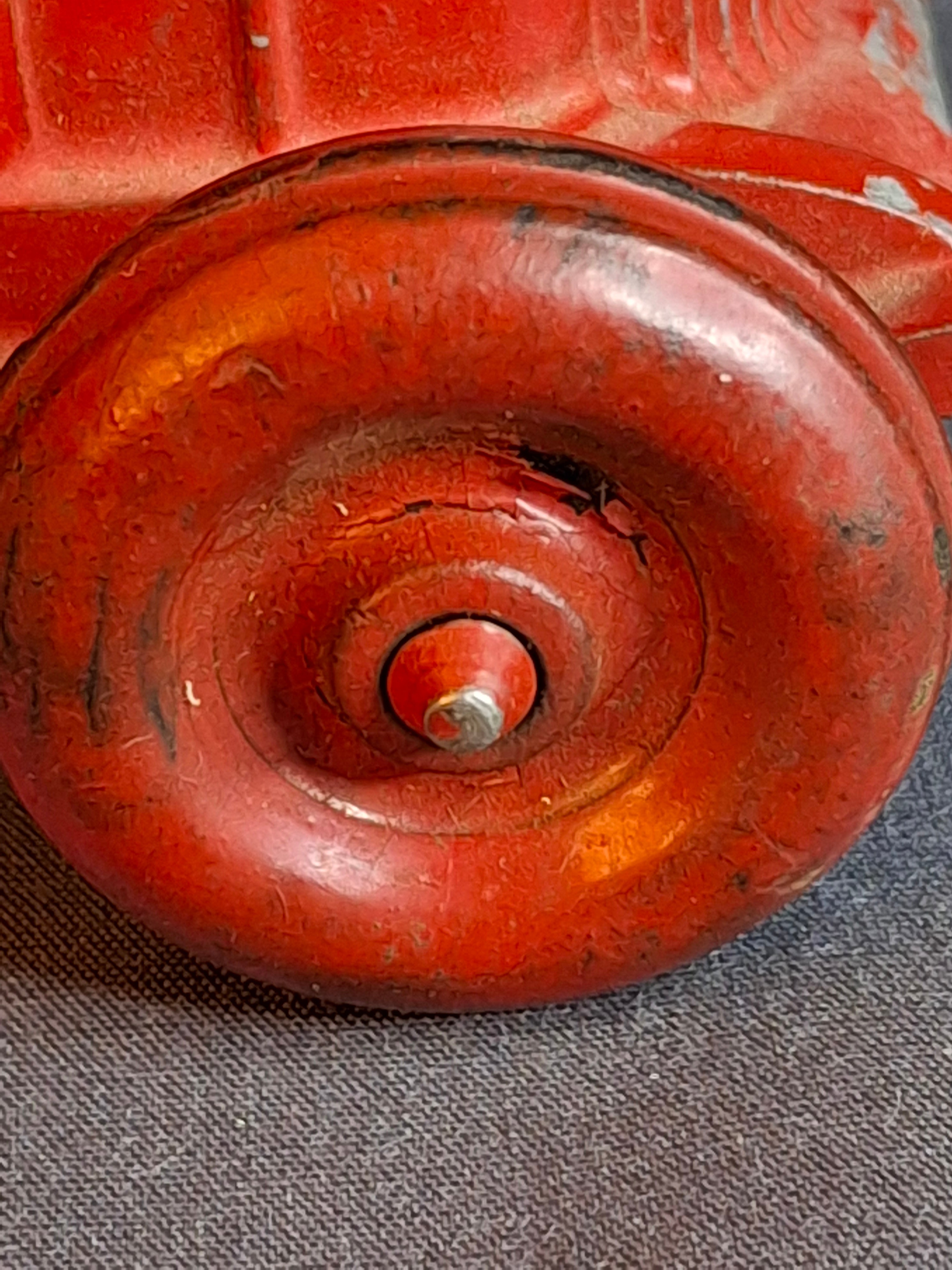 Vintage Hubley No 5 Race Car 157 Kiddie Toy Red Diecast Cast Iron Racer 7"