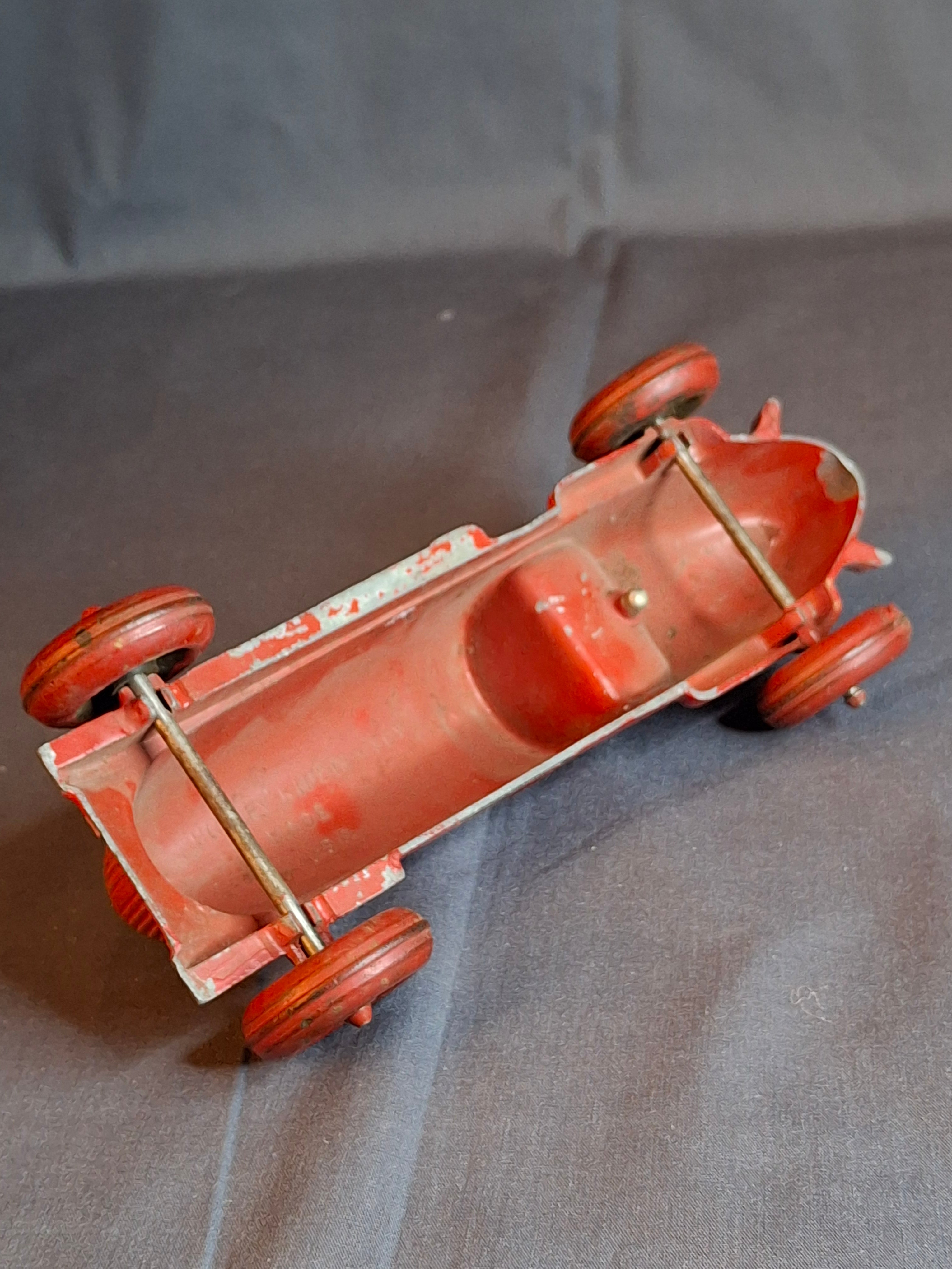 Vintage Hubley No 5 Race Car 157 Kiddie Toy Red Diecast Cast Iron Racer 7"