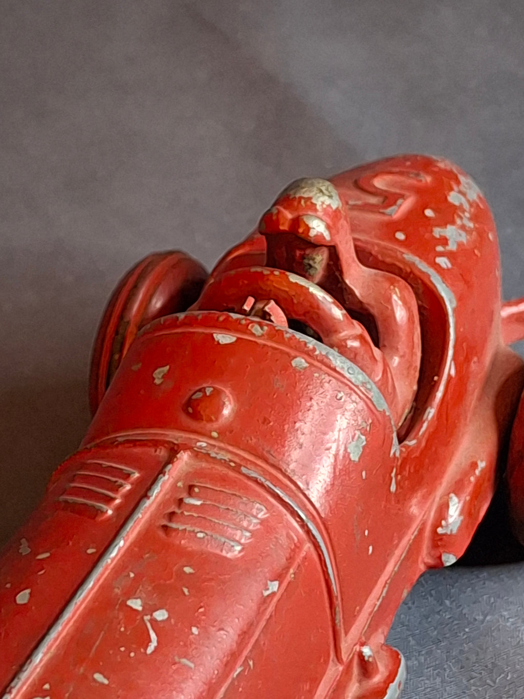 Vintage Hubley No 5 Race Car 157 Kiddie Toy Red Diecast Cast Iron Racer 7"
