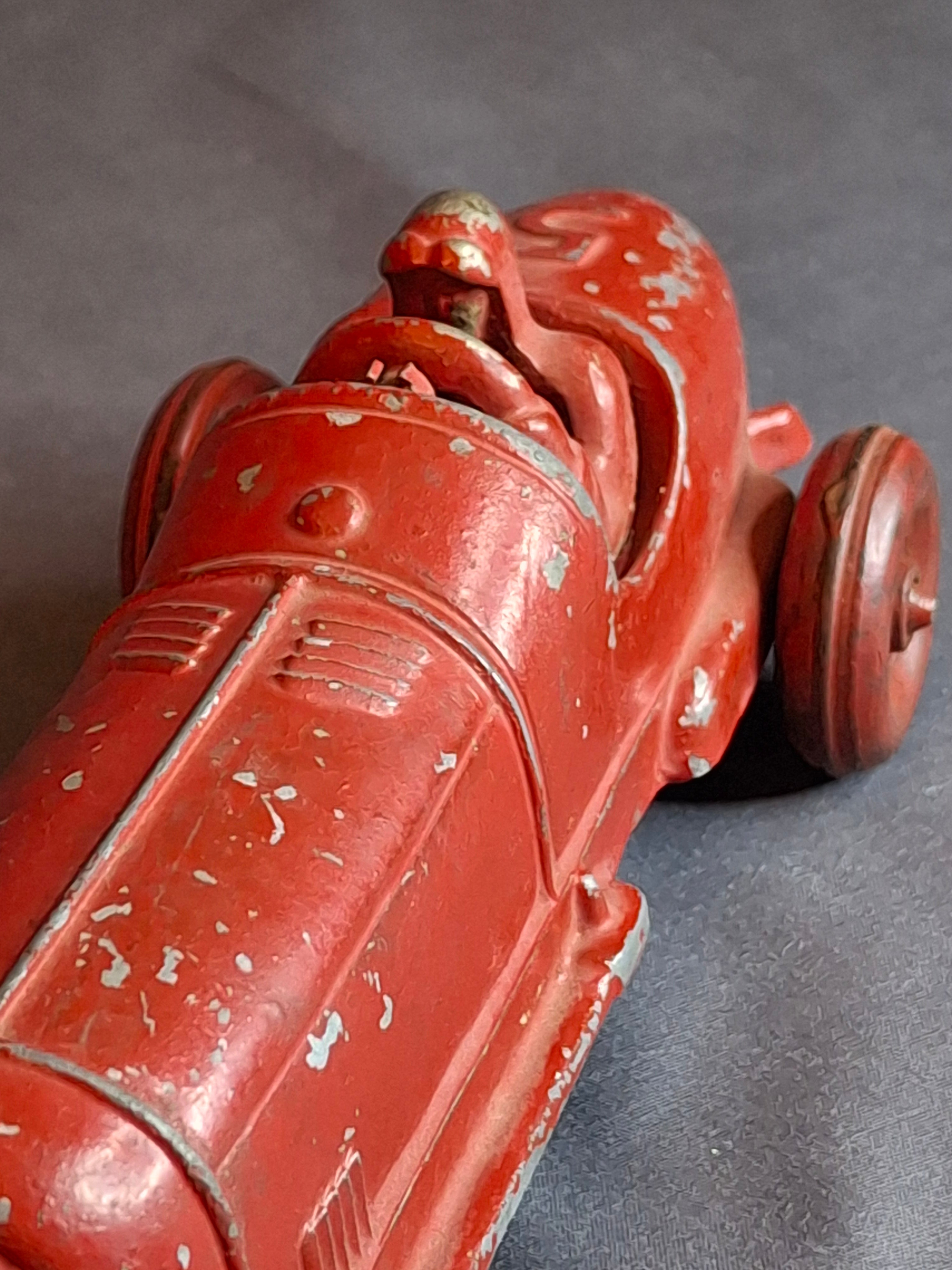 Vintage Hubley No 5 Race Car 157 Kiddie Toy Red Diecast Cast Iron Racer 7"
