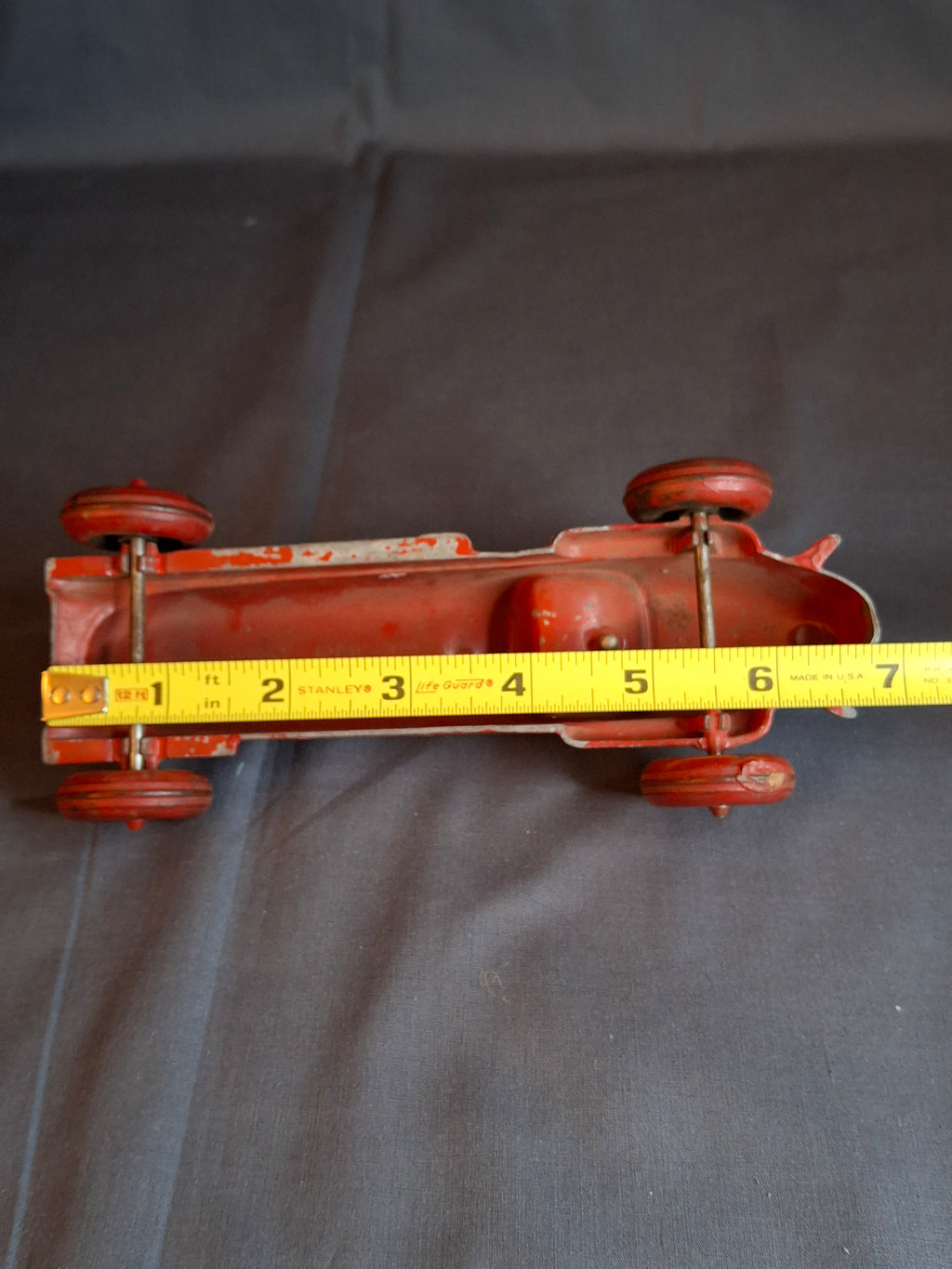 Vintage Hubley No 5 Race Car 157 Kiddie Toy Red Diecast Cast Iron Racer 7"