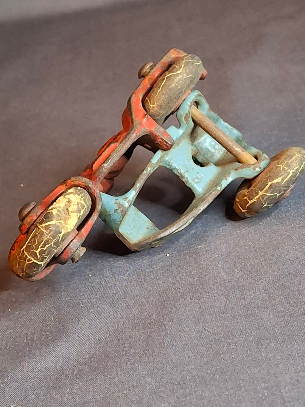 Vintage 1930s Hubley Cast Iron COP Police Motorcycle w/ Sidecar Toy 1724B Original Paint
