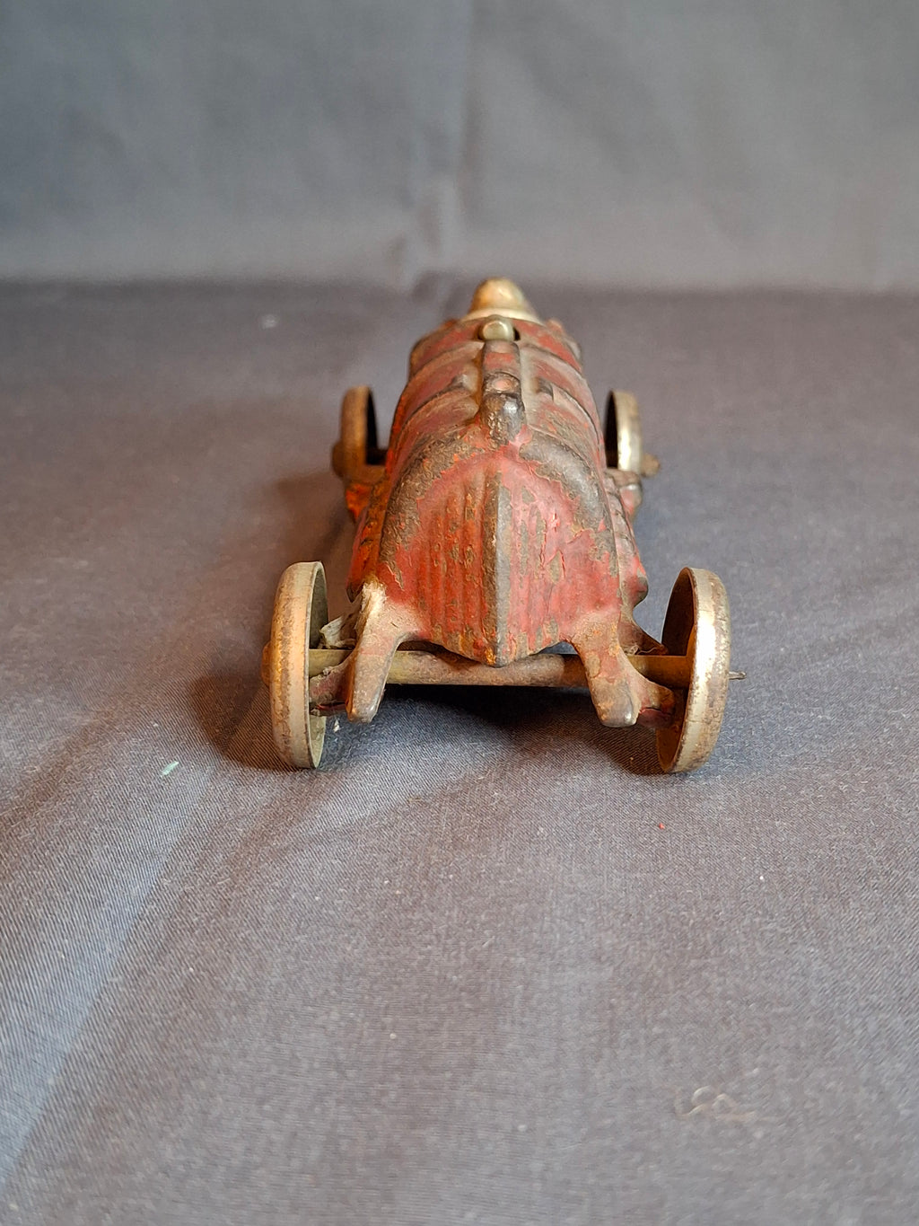 Antique Hubley Cast Iron Race Car No. 7 Vintage 1930s Toy Racer w/ Driver 5"