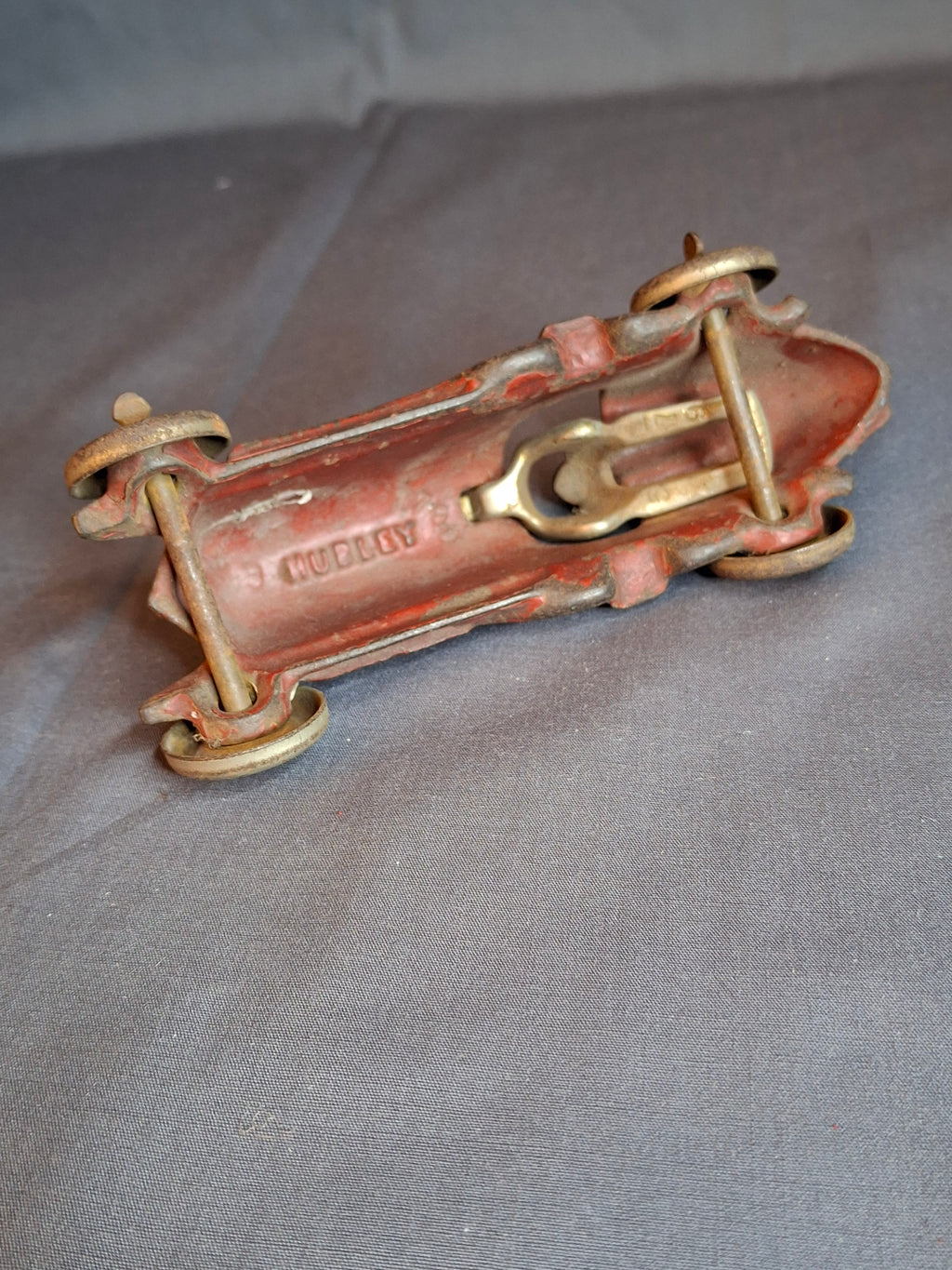 Antique Hubley Cast Iron Race Car No. 7 Vintage 1930s Toy Racer w/ Driver 5"
