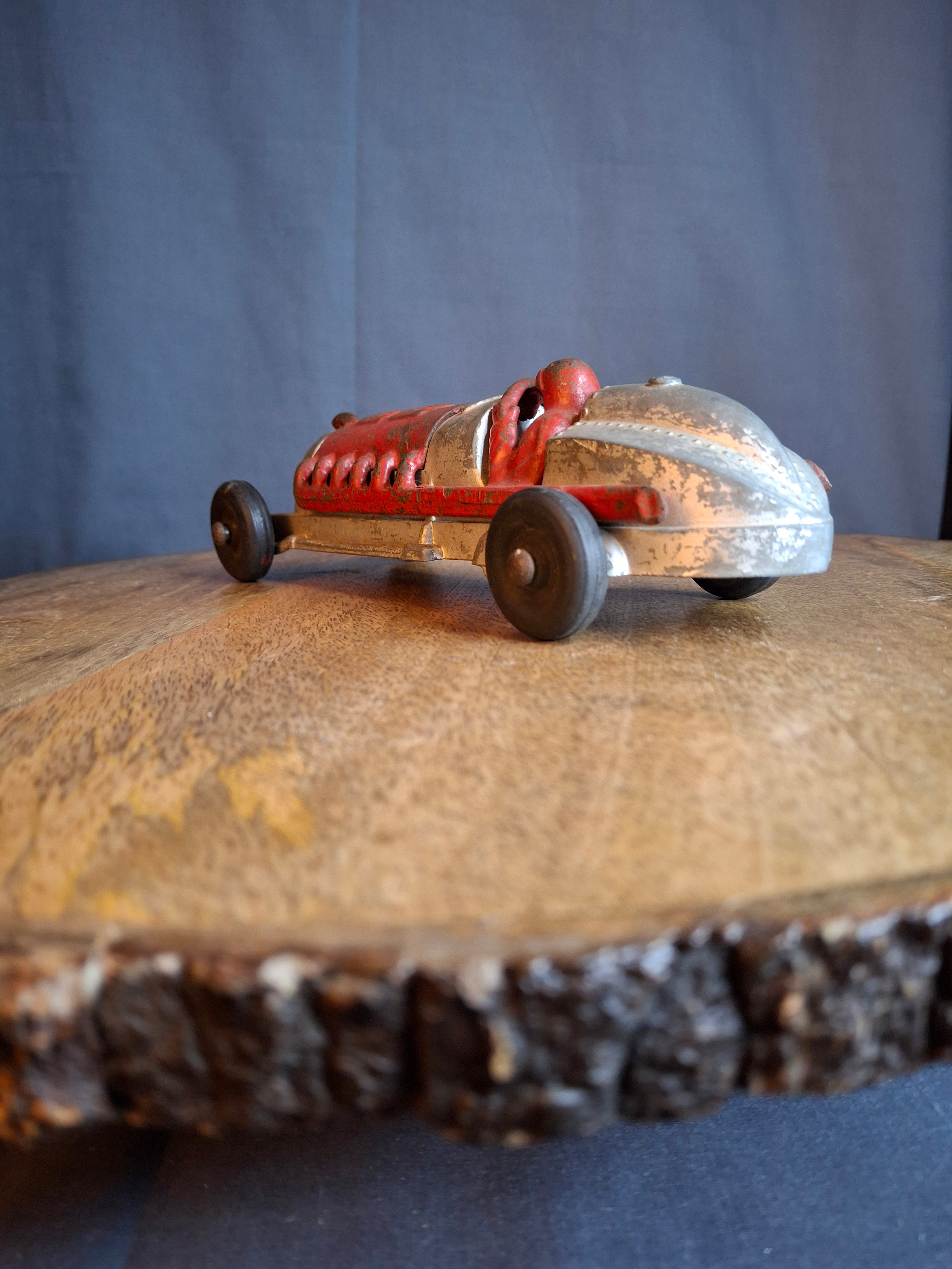 Vintage 1930s Hubley #22 Race Car Toy Model 2330 - Cast Iron & Die-Cast - 7.5"