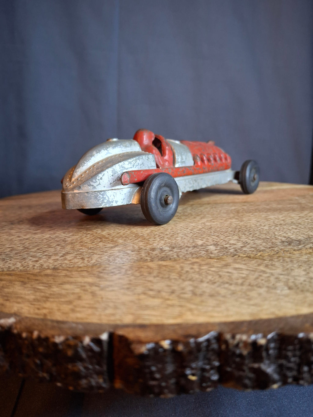 Vintage 1930s Hubley #22 Race Car Toy Model 2330 - Cast Iron & Die-Cast - 7.5"