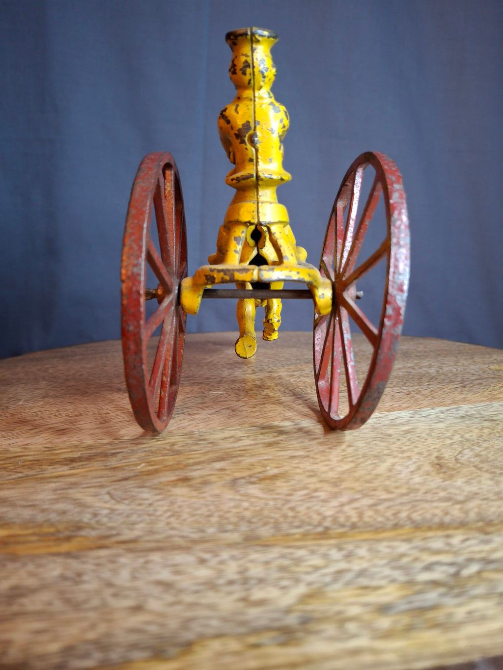 Antique Hubley Cast Iron Horse Sulky Toy Cart Driver Yellow Red Wheels C. 1920s