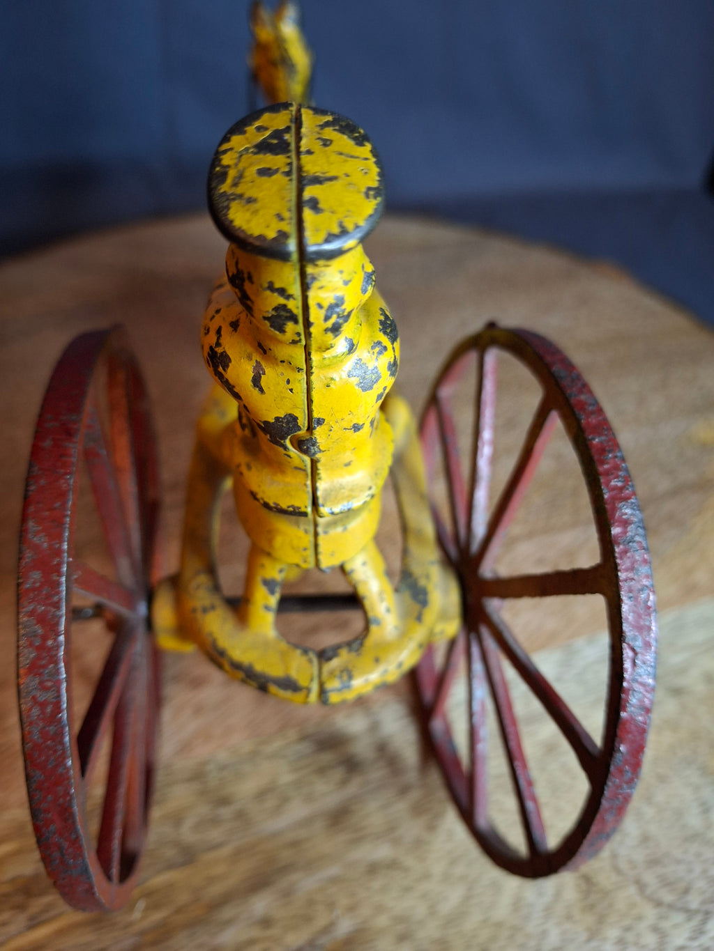 Antique Hubley Cast Iron Horse Sulky Toy Cart Driver Yellow Red Wheels C. 1920s