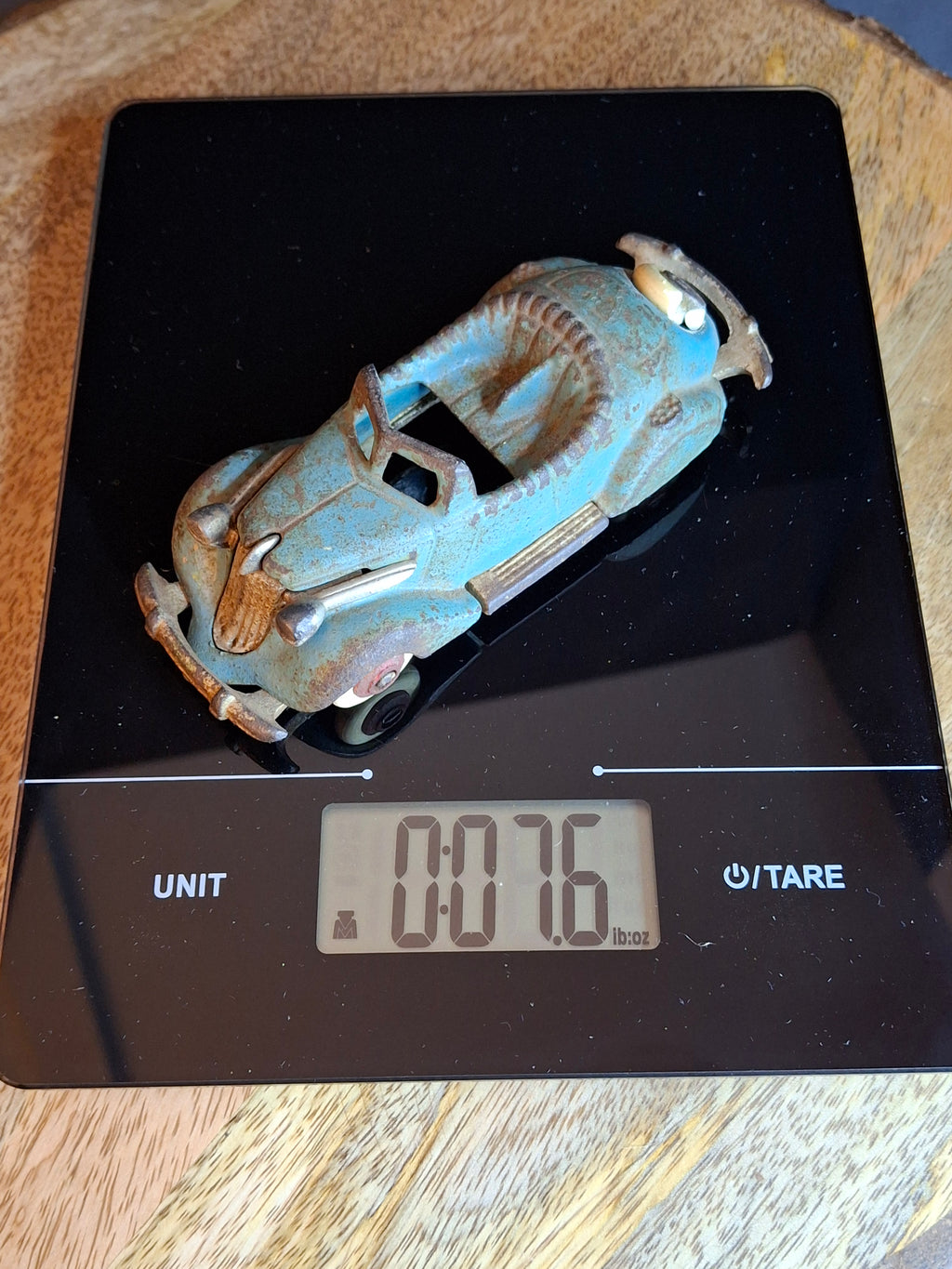Vintage Hubley Cast Iron Chrysler Airflow Sedan Toy Car Patd 1991654 1930s Blue 5"