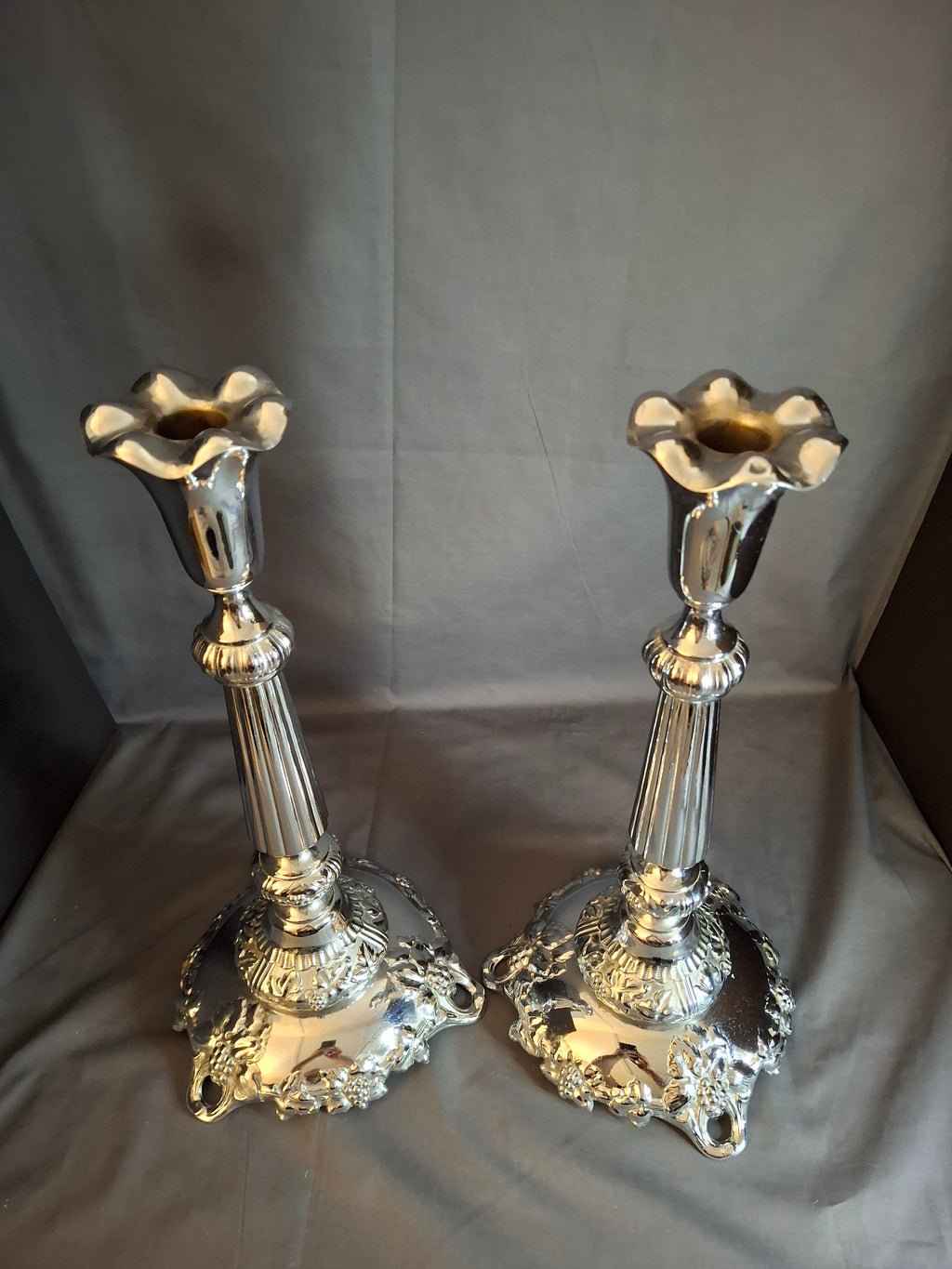 Monumental 14.5" Antique Norblin & Co. Silver Plated Candlesticks