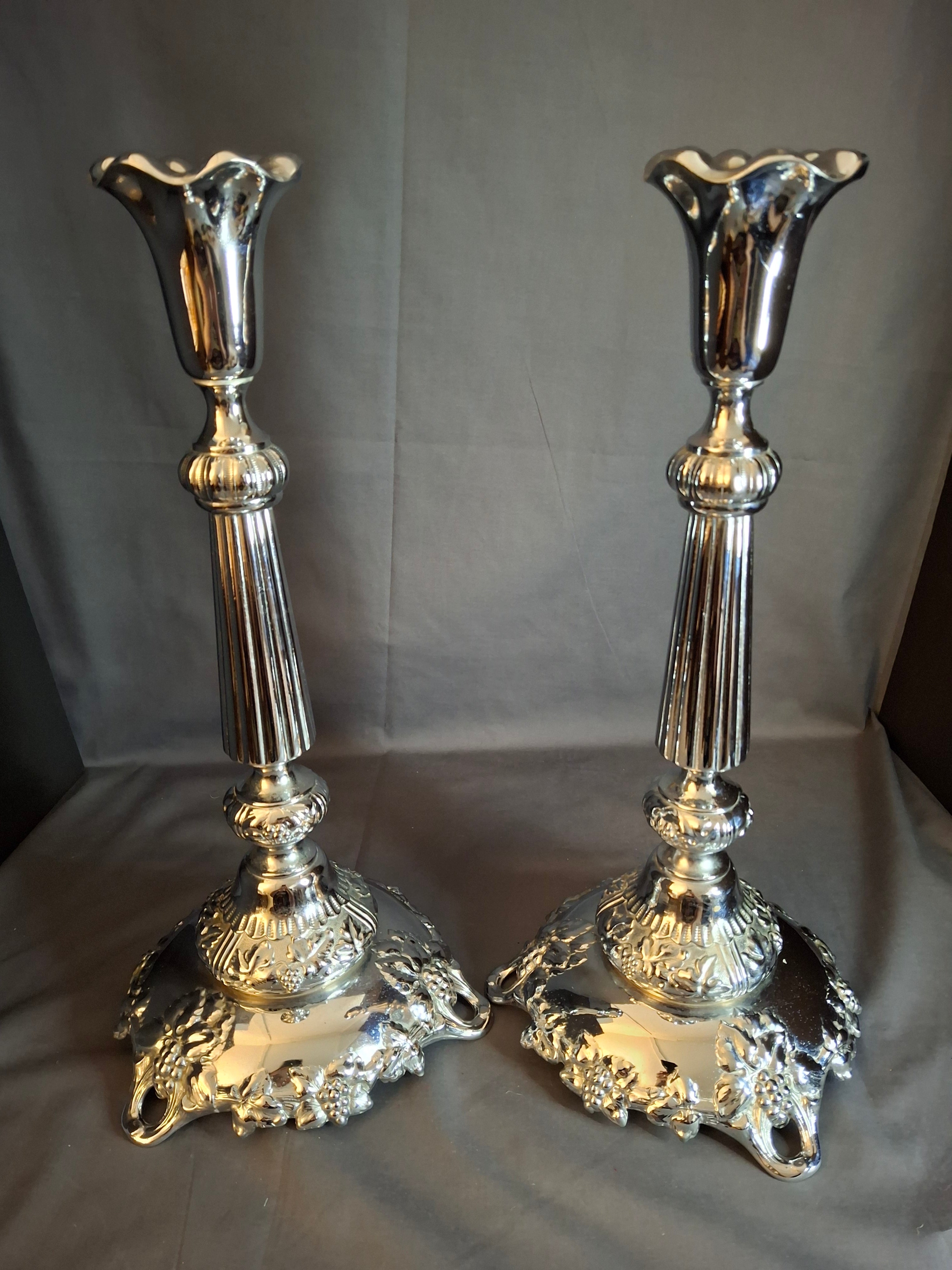 Monumental 14.5" Antique Norblin & Co. Silver Plated Candlesticks