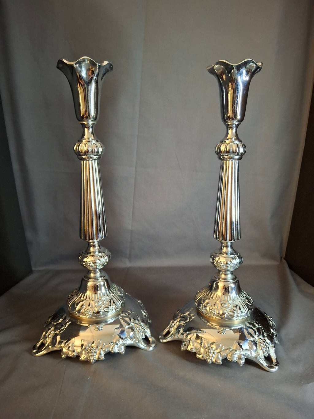 Monumental 14.5" Antique Norblin & Co. Silver Plated Candlesticks