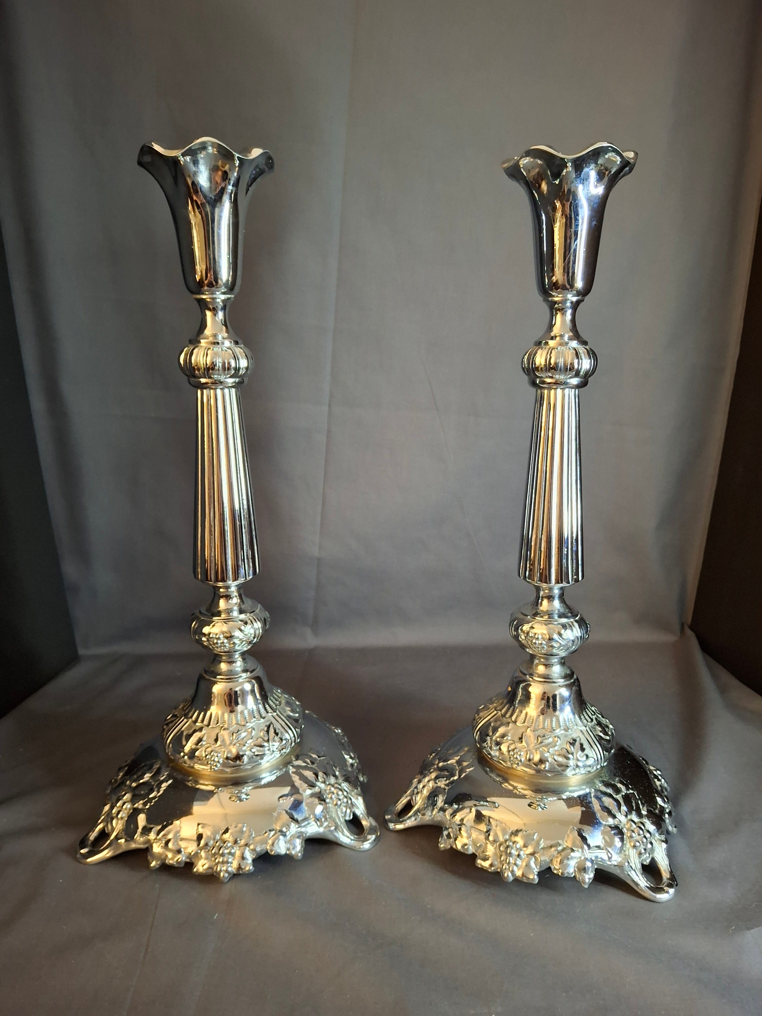 Monumental 14.5" Antique Norblin & Co. Silver Plated Candlesticks