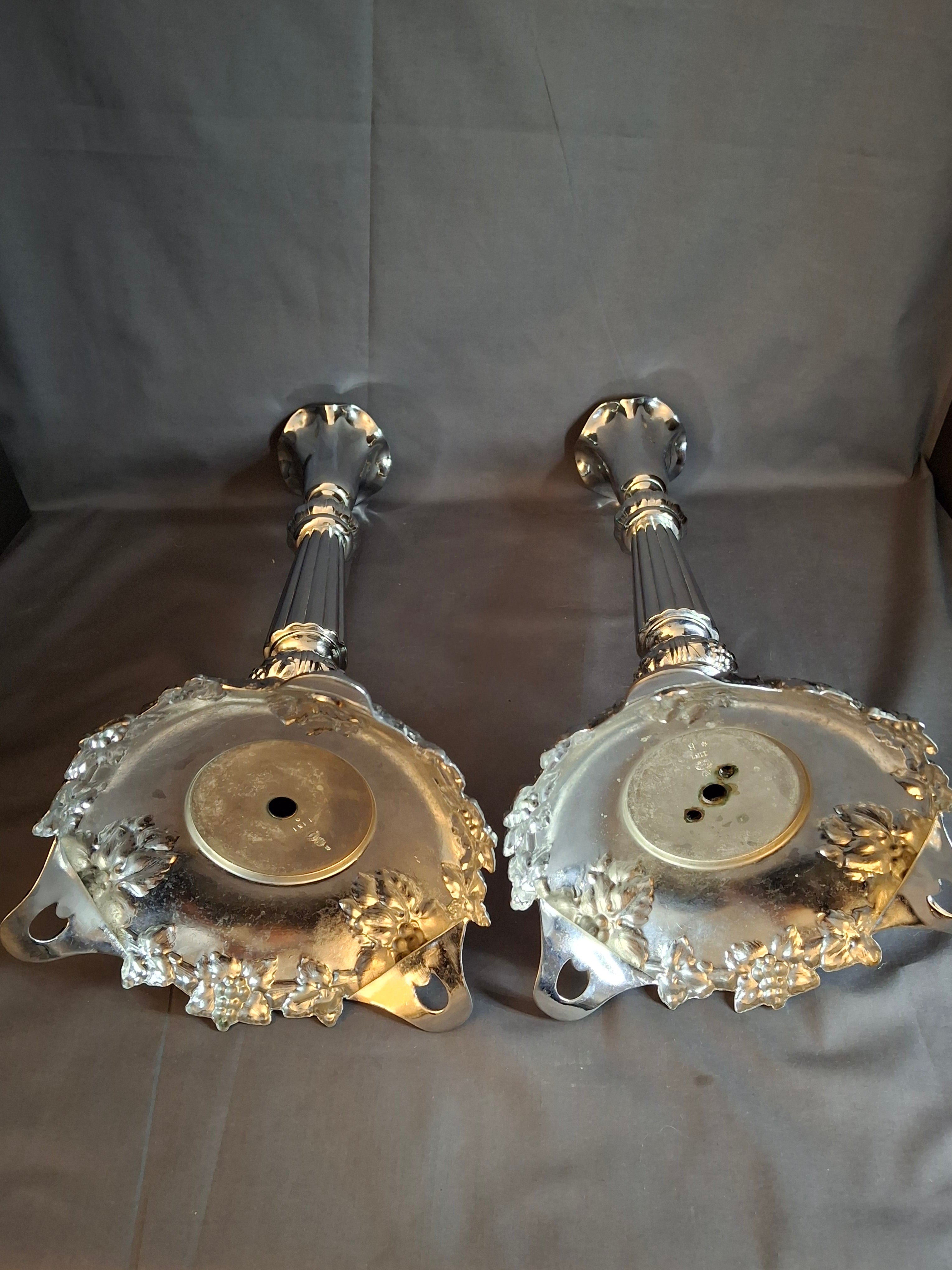 Monumental 14.5" Antique Norblin & Co. Silver Plated Candlesticks