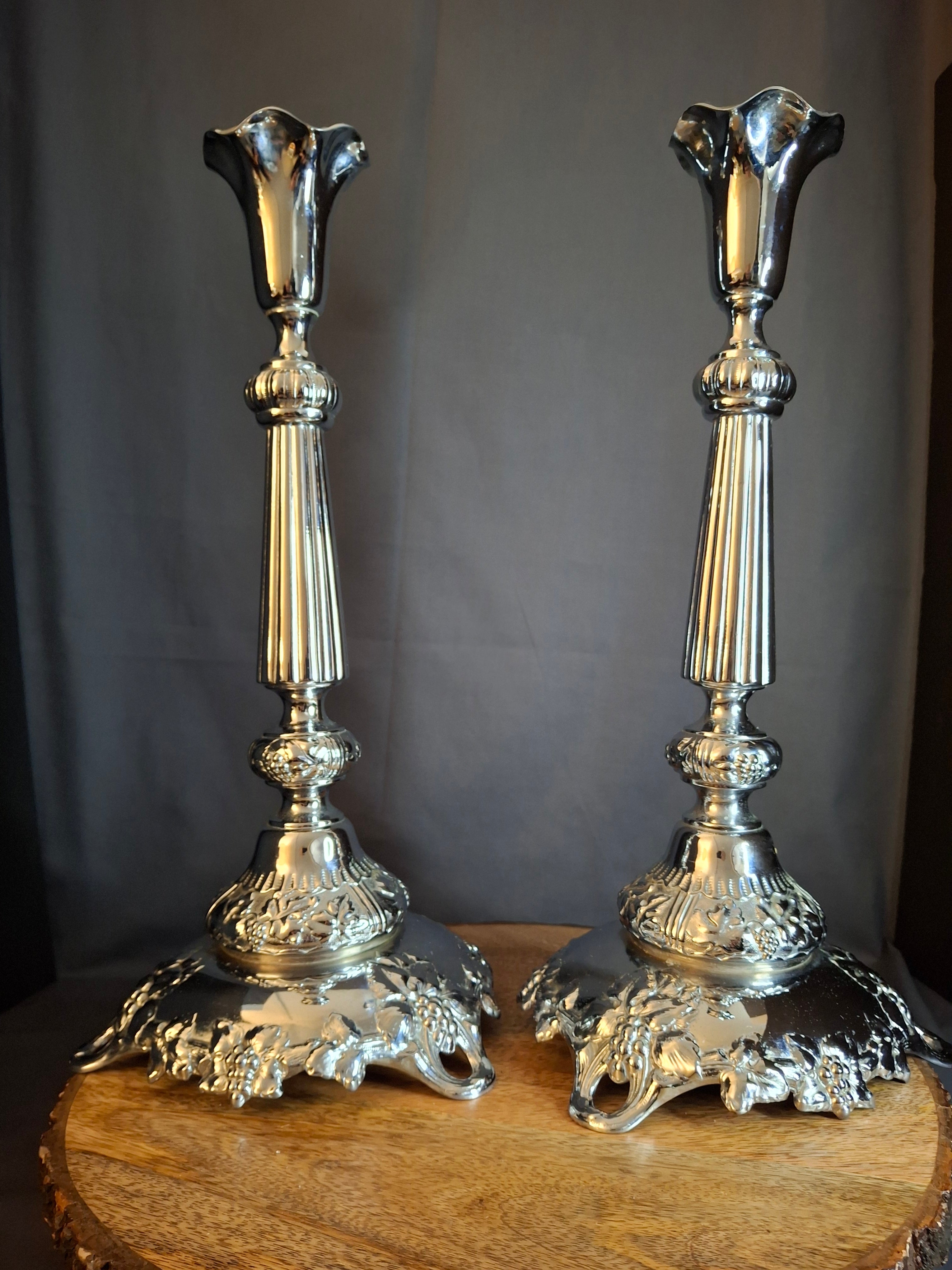 Monumental 14.5" Antique Norblin & Co. Silver Plated Candlesticks