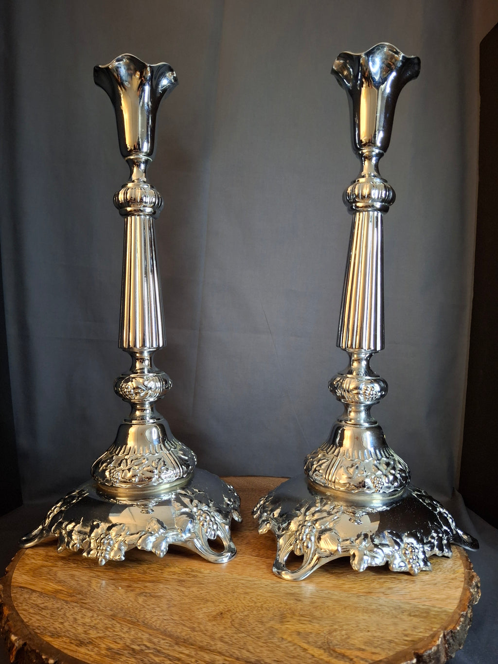 Monumental 14.5" Antique Norblin & Co. Silver Plated Candlesticks