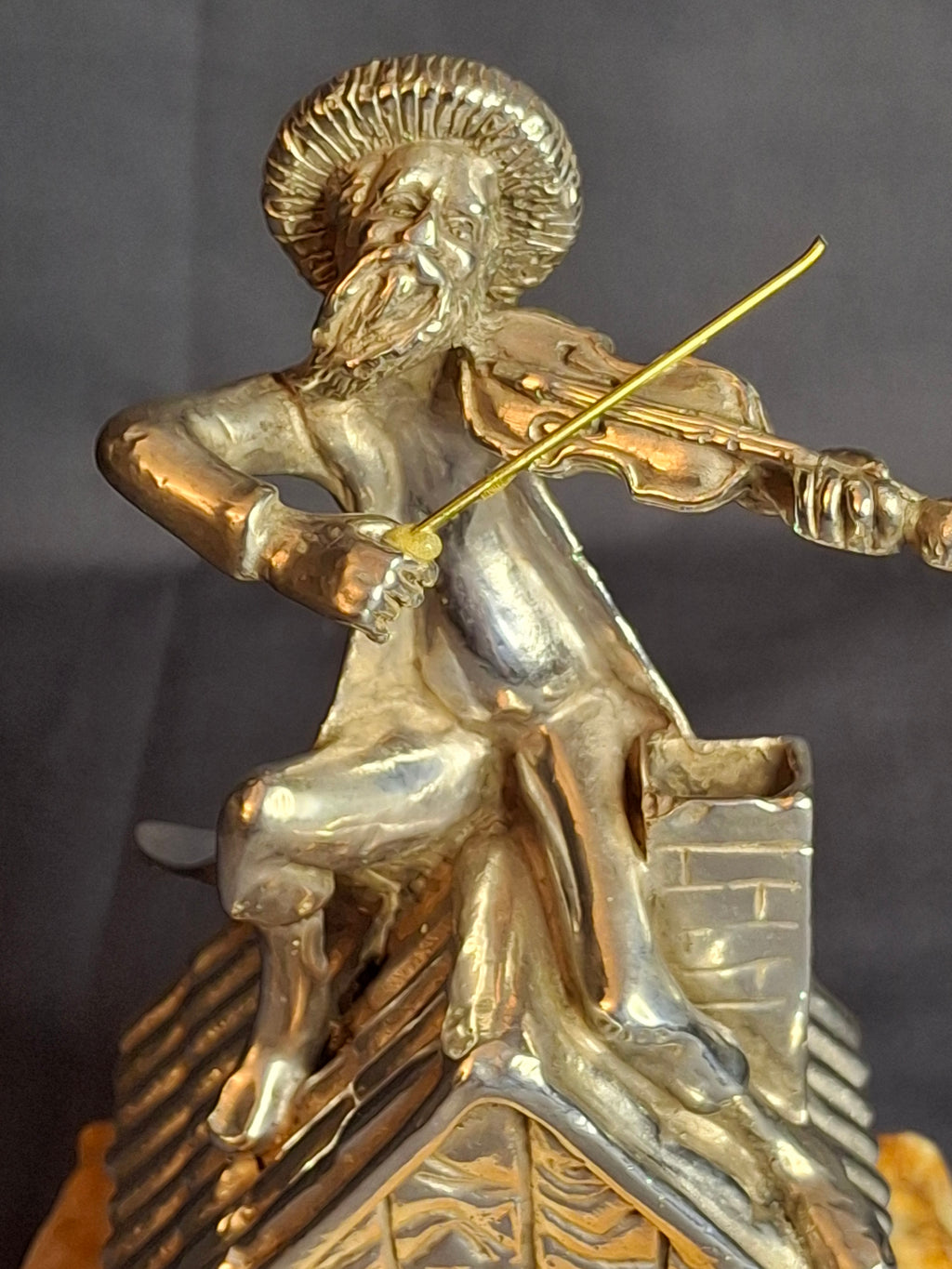 Vintage Sterling Silver 925 Fiddler on the Roof Figurine on Marble Base 6.5"