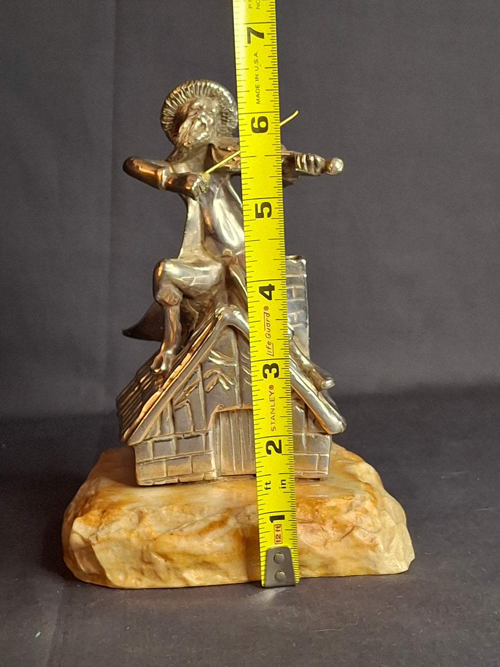 Vintage Sterling Silver 925 Fiddler on the Roof Figurine on Marble Base 6.5"
