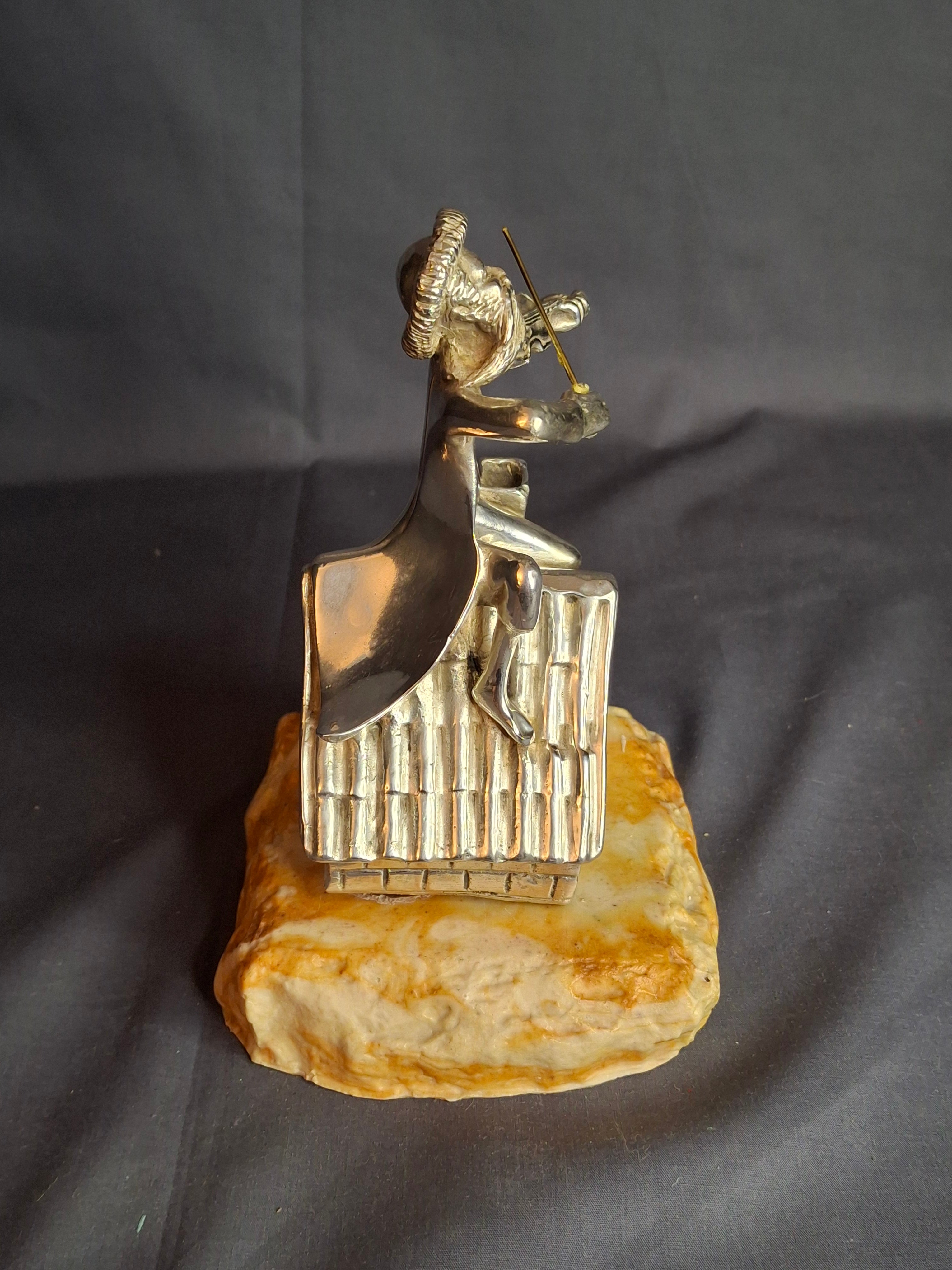 Vintage Sterling Silver 925 Fiddler on the Roof Figurine on Marble Base 6.5"