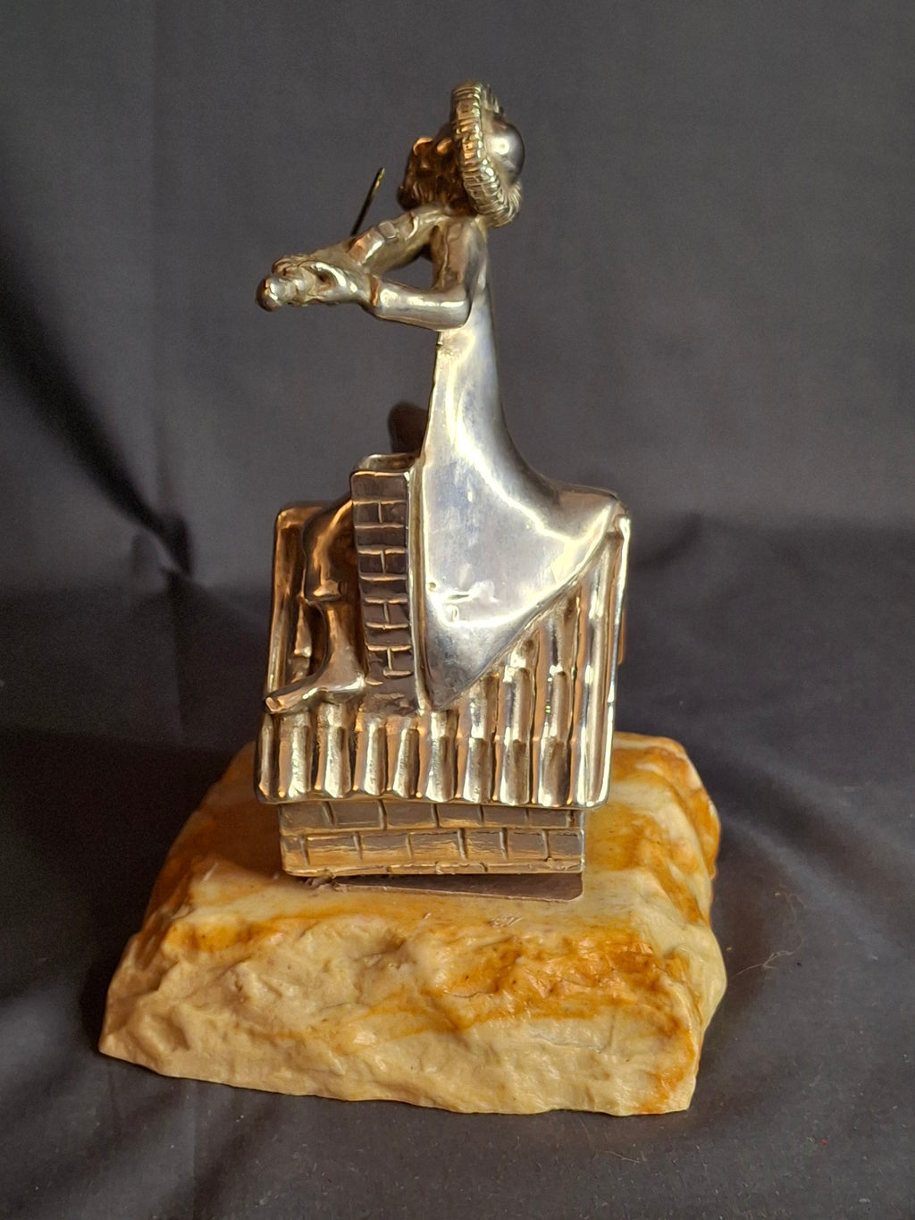 Vintage Sterling Silver 925 Fiddler on the Roof Figurine on Marble Base 6.5"