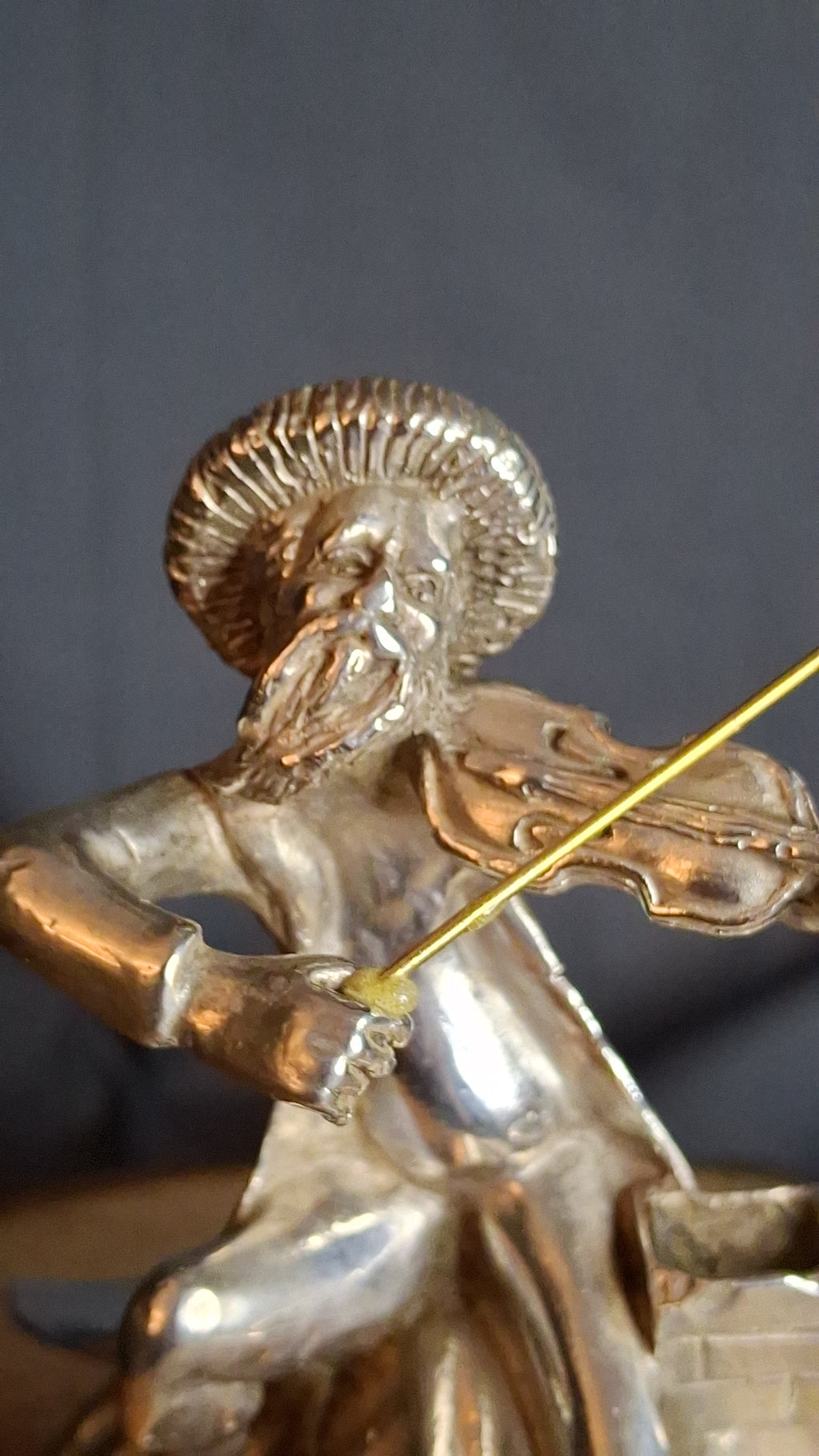 Vintage Sterling Silver 925 Fiddler on the Roof Figurine on Marble Base 6.5"
