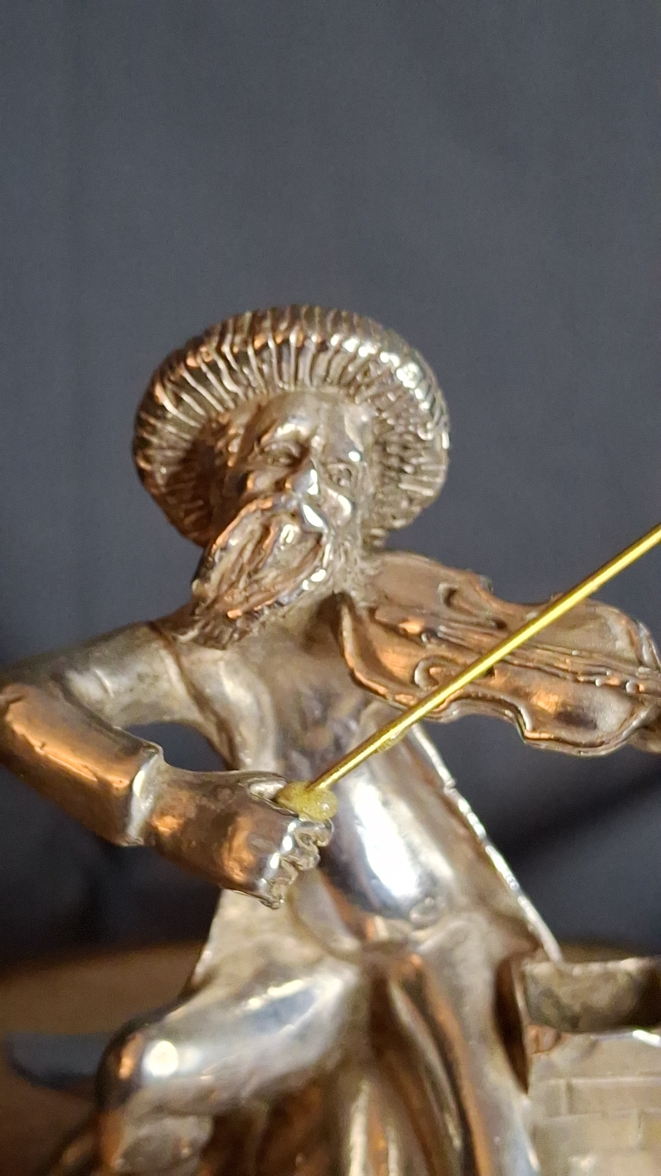 Vintage Sterling Silver 925 Fiddler on the Roof Figurine on Marble Base 6.5"