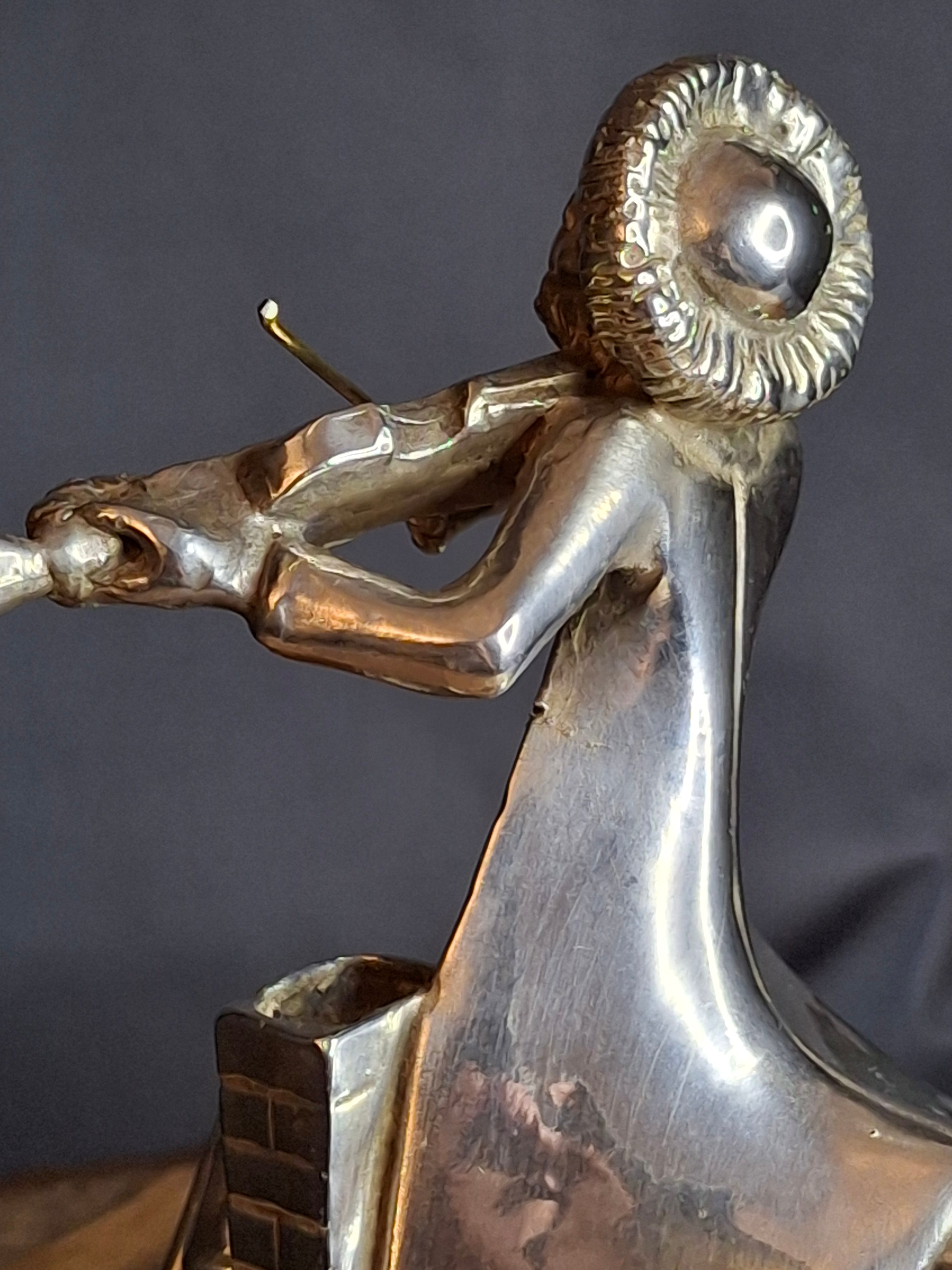 Vintage Sterling Silver 925 Fiddler on the Roof Figurine on Marble Base 6.5"